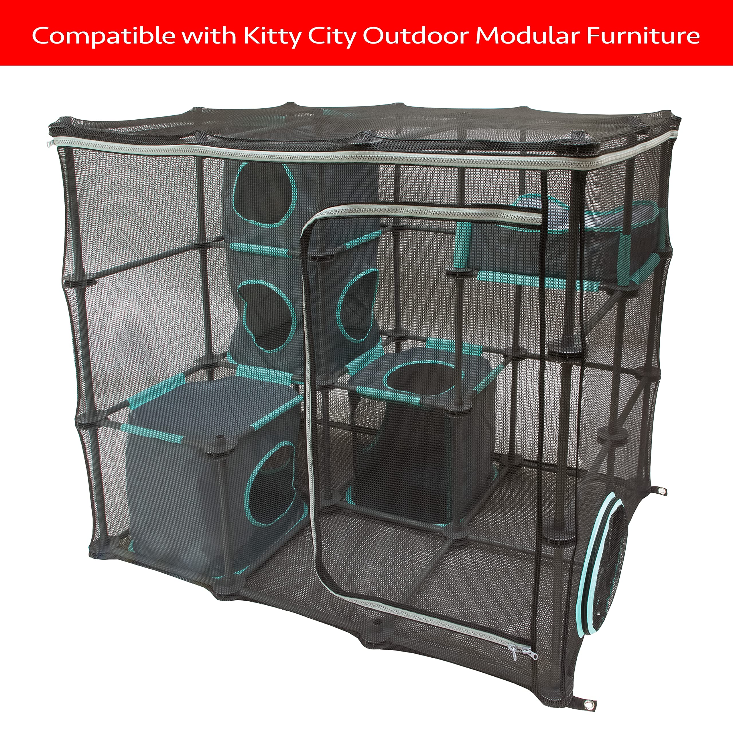 Kitty City Outdoor Catio Furniture & Play Kits for Cats - Durable Pipes & Joints - Perfect for Backyard, Patio & Indoor Cat Enrichment