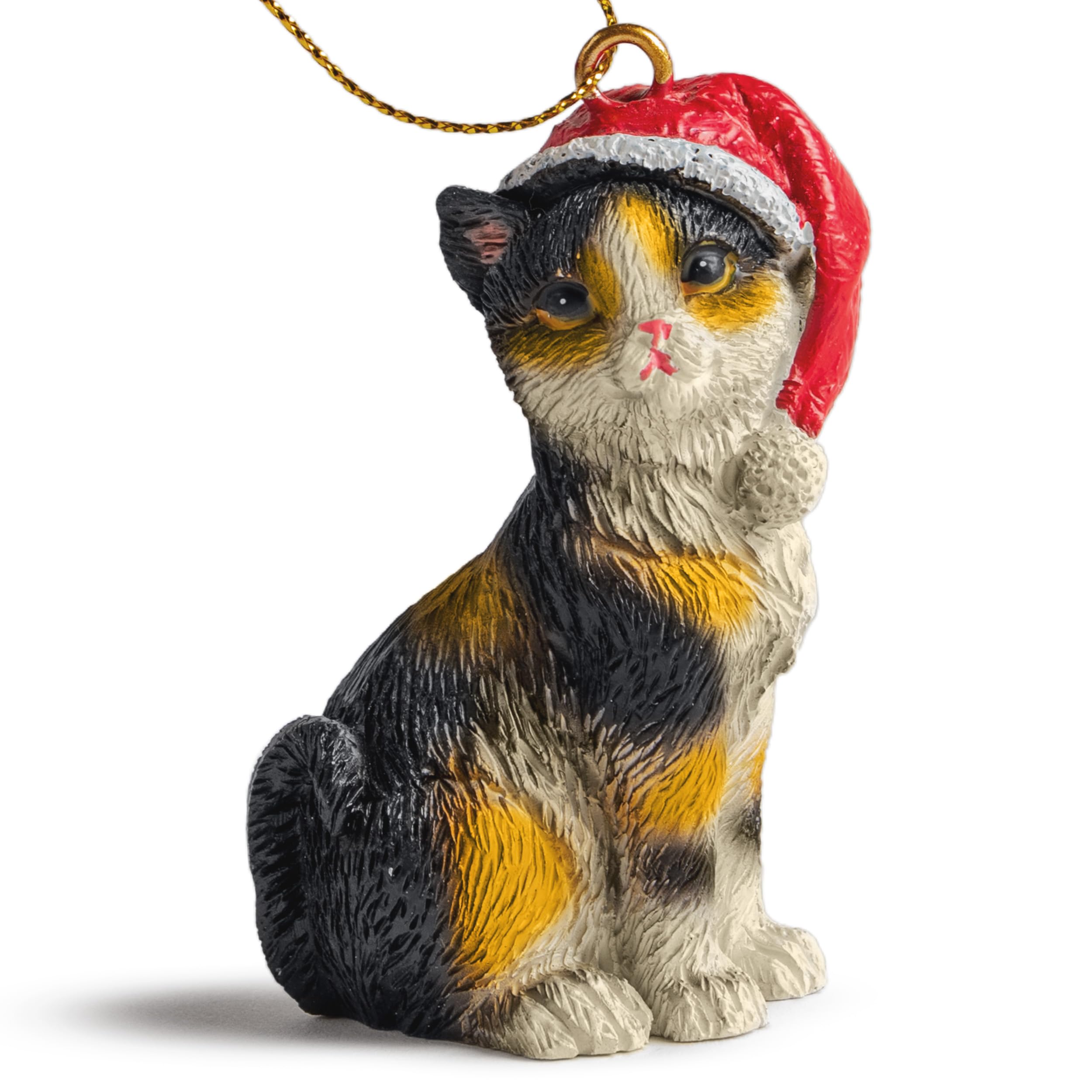 Hand-Painted Calico Cat Figurine Christmas Tree Ornaments - Unique Holiday Decor for Cat Lovers | Perfect for Xmas Tree, Gift Exchange & Home Decoration