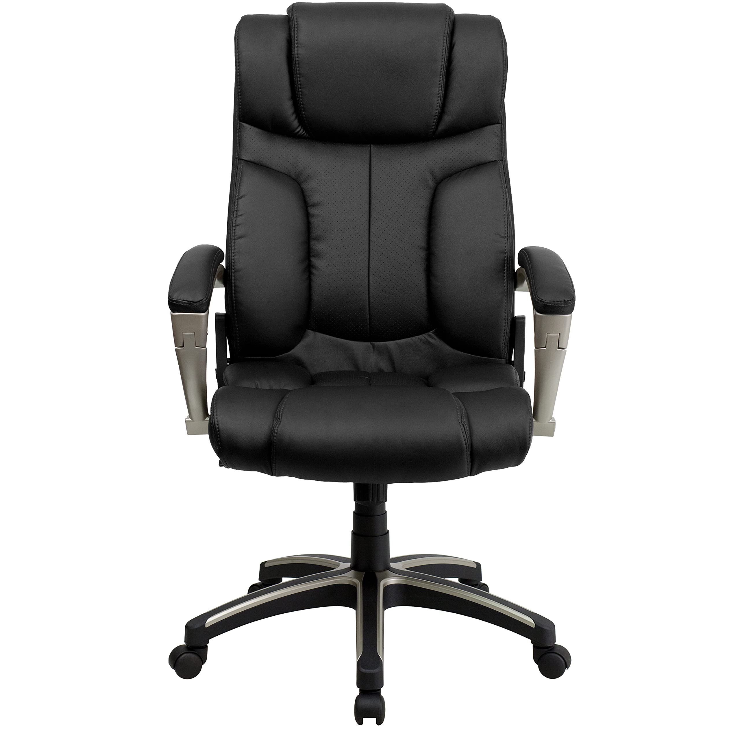 Premium High Back Ergonomic Executive Office Chair - Black LeatherSoft Swivel Chair with Adjustable Arms for Home & Office Workspace Comfort