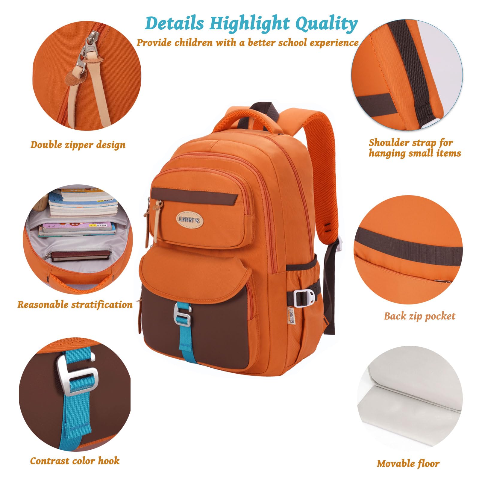 Durable Large Capacity Backpack for Boys Age 6-12 - School Bookbag with Pencil Case & Keychain - Perfect for School, Travel & Outdoor Activities (Khaki)