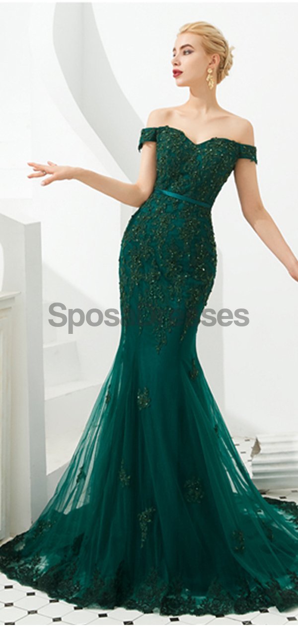 Emerald Green Lace Applique Mermaid Evening Prom Dress for Women - Elegant Formal Gown for Homecoming, Ball & Special Occasions