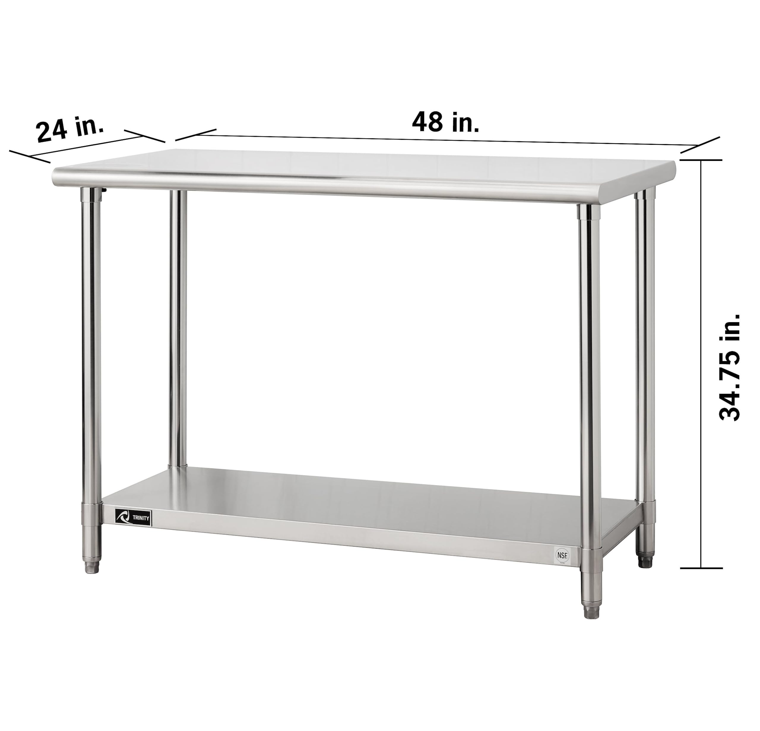 TRINITY EcoStorage NSF Certified 48-Inch Stainless Steel Commercial Utility Table - Heavy Duty Kitchen Prep Table, Restaurant Workstation, Food Prep Surface for Home & Commercial Use