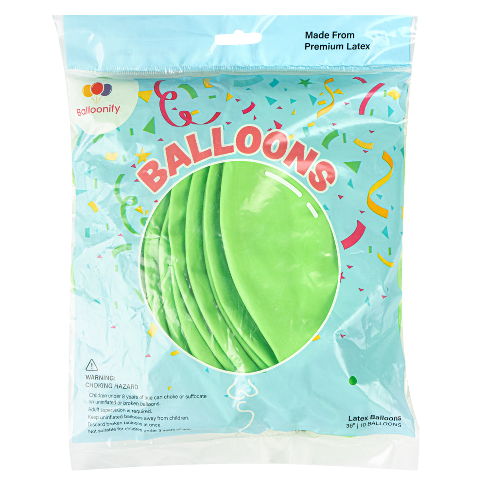 Eco-Friendly Green Latex Balloons - 36 Inch, 10-Pack for Party Decorations, Birthday Celebrations & Events