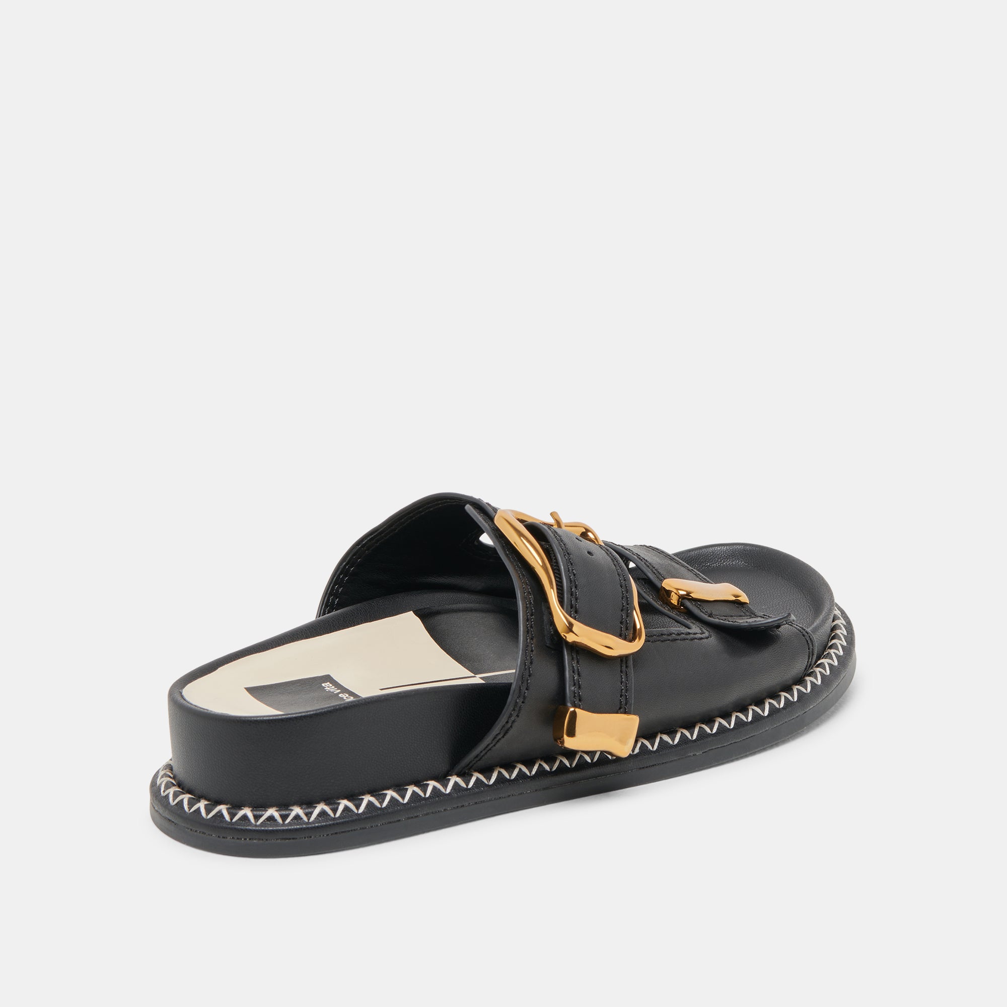 SEVANA Women's Black Leather Sandals - Comfortable & Stylish for Summer, Beach, and Casual Wear