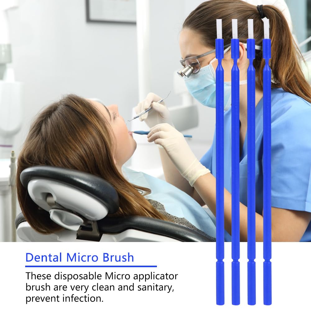 AUNMAS 100 Pcs Disposable Teeth Whitening Brush Applicators - Micro Bendable Sticks for Dental Care & Whitening (Blue) | Perfect for Home Teeth Whitening Kits & Professional Dental Use