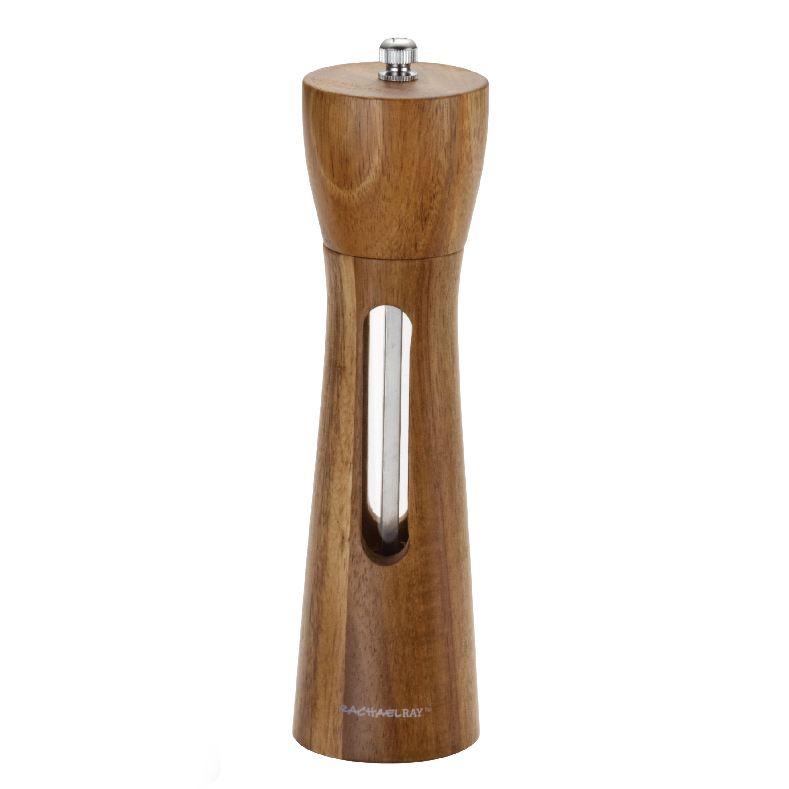 Premium Rachael Ray Acacia Wood Salt and Pepper Grinder Set - 2-Piece Natural Wooden Mill for Freshly Ground Spices - Perfect for Kitchen, Dining Table & Gourmet Cooking