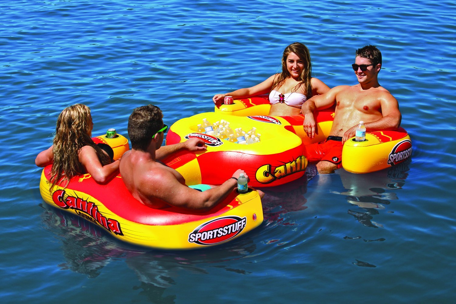 SportsStuff Cantina Lounge - Premium Floating Lounge for Pool & Lake - 4 Cup Holders - Supports 1-4 People - Perfect for Relaxing, Sunbathing & Socializing