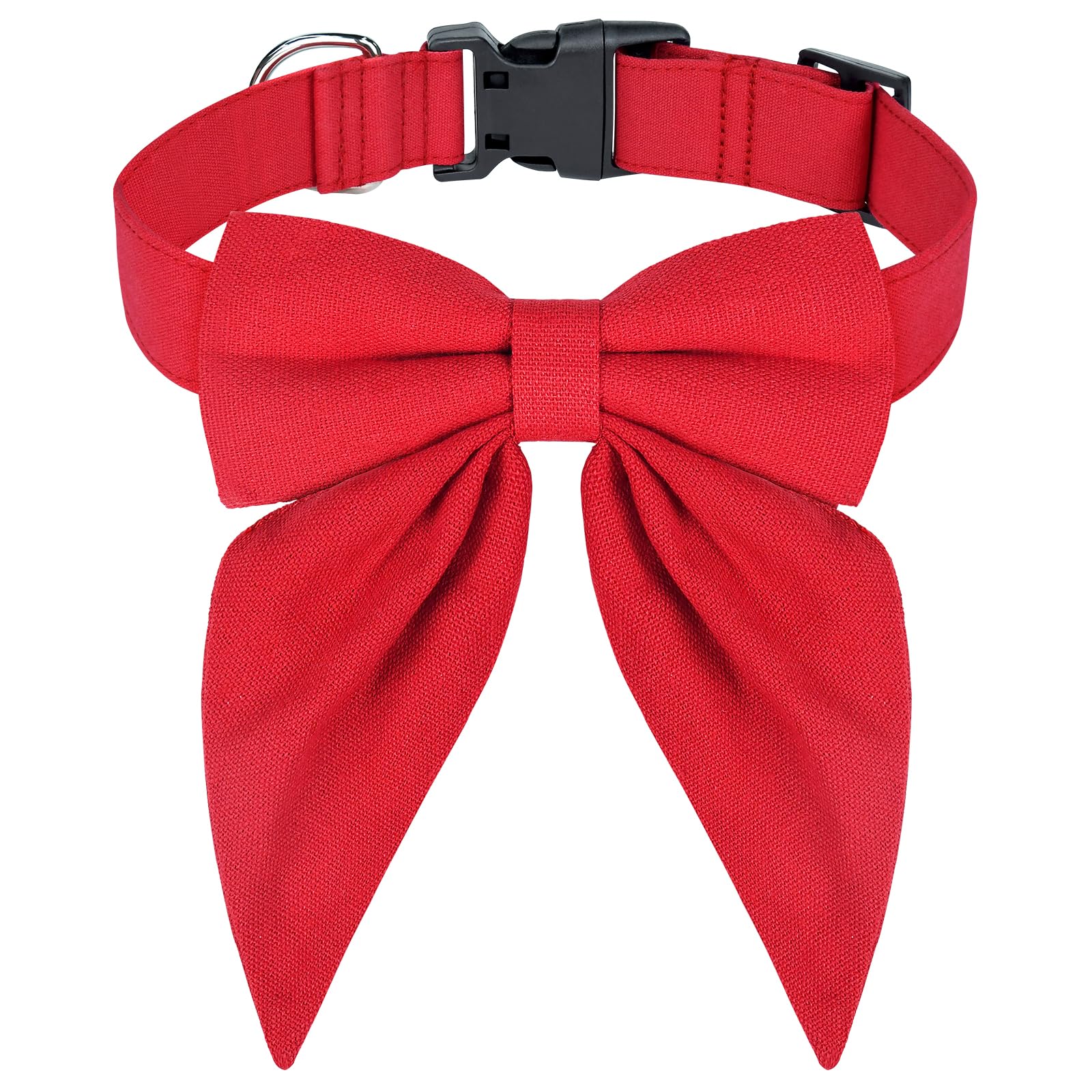 Malier Christmas Dog Collar with Bow Tie - Adjustable Holiday Pet Collar for Small Medium Large Dogs & Cats (Red, Large) | Perfect for Christmas Photos, Parties & Festive Pet Outfits