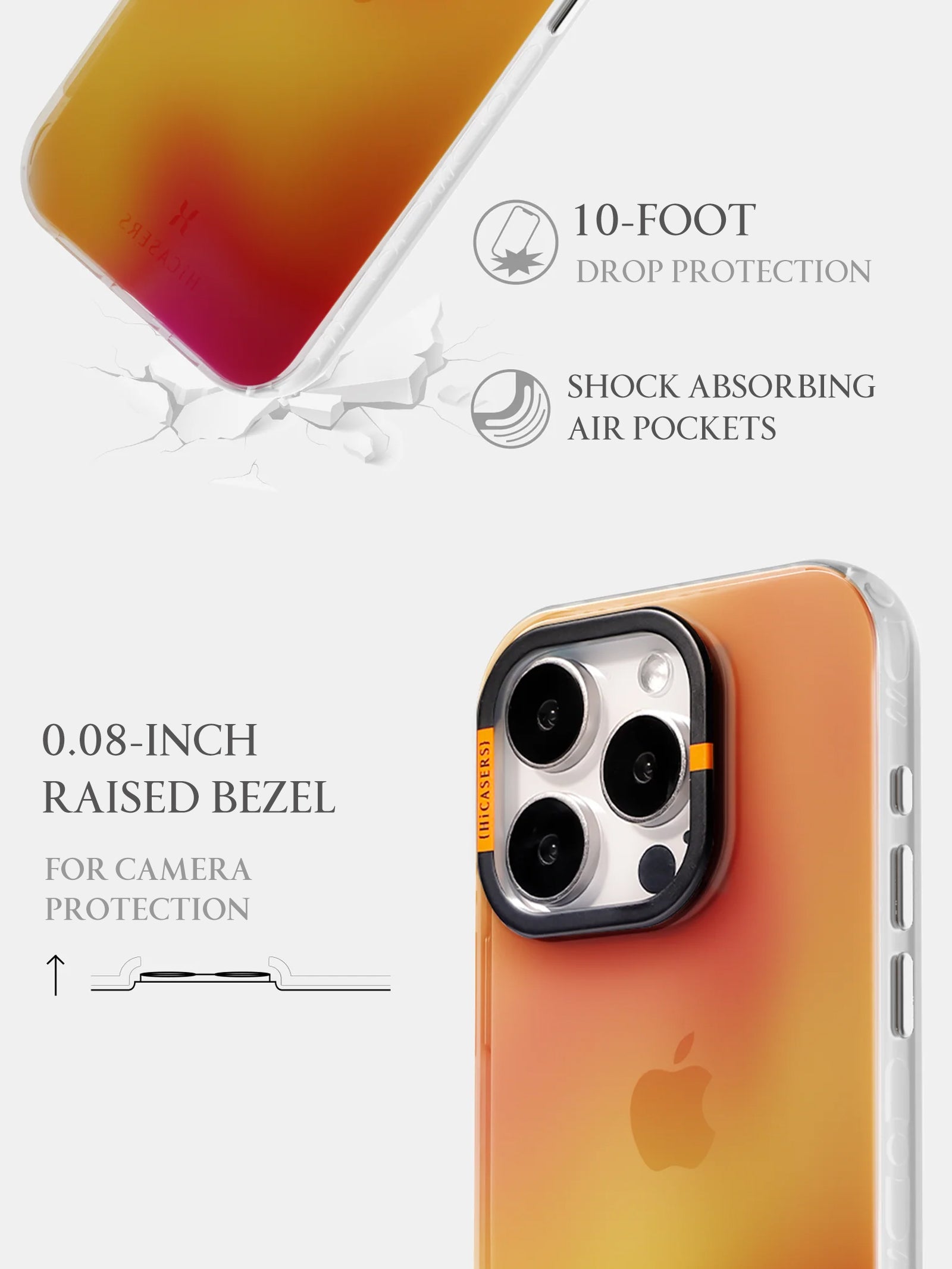 Sky Gradient Iridescent Phone Case - Tangerine Color | Trendy Protective Cover for iPhone & Samsung | Perfect for Everyday Use, Travel & Fashion Accessories