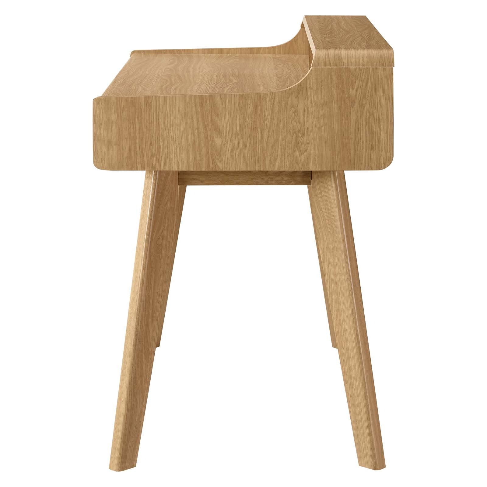 Modern Brown Oak Wood Computer Work Desk - Contemporary Home Office Furniture for Business & Remote Work