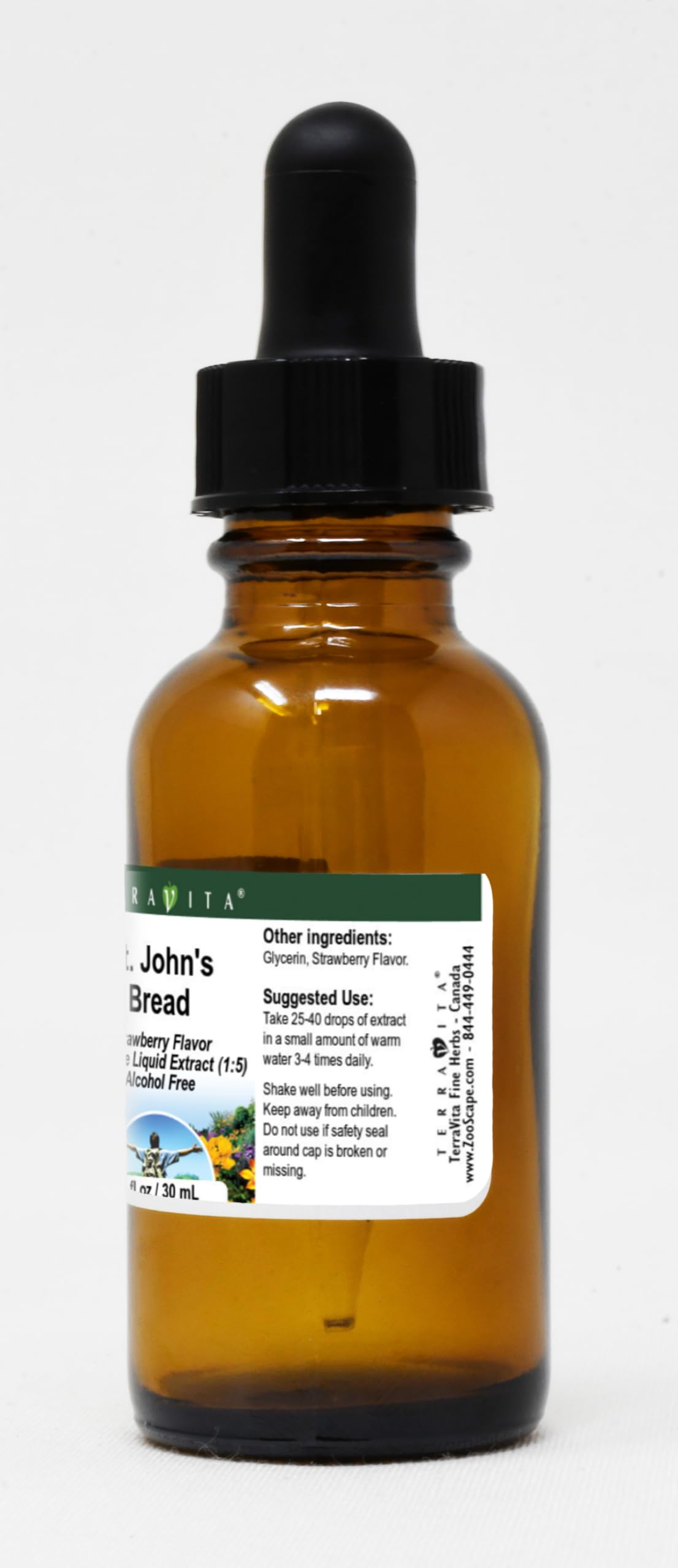 Organic St. John's Bread Glycerite Liquid Extract (1:5) | Strawberry Flavored Herbal Supplement | 1 oz Bottle (3 Pack) | ZIN: 523402 | Vegan, Alcohol-Free | Perfect for Smoothies, Teas & Wellness Routines