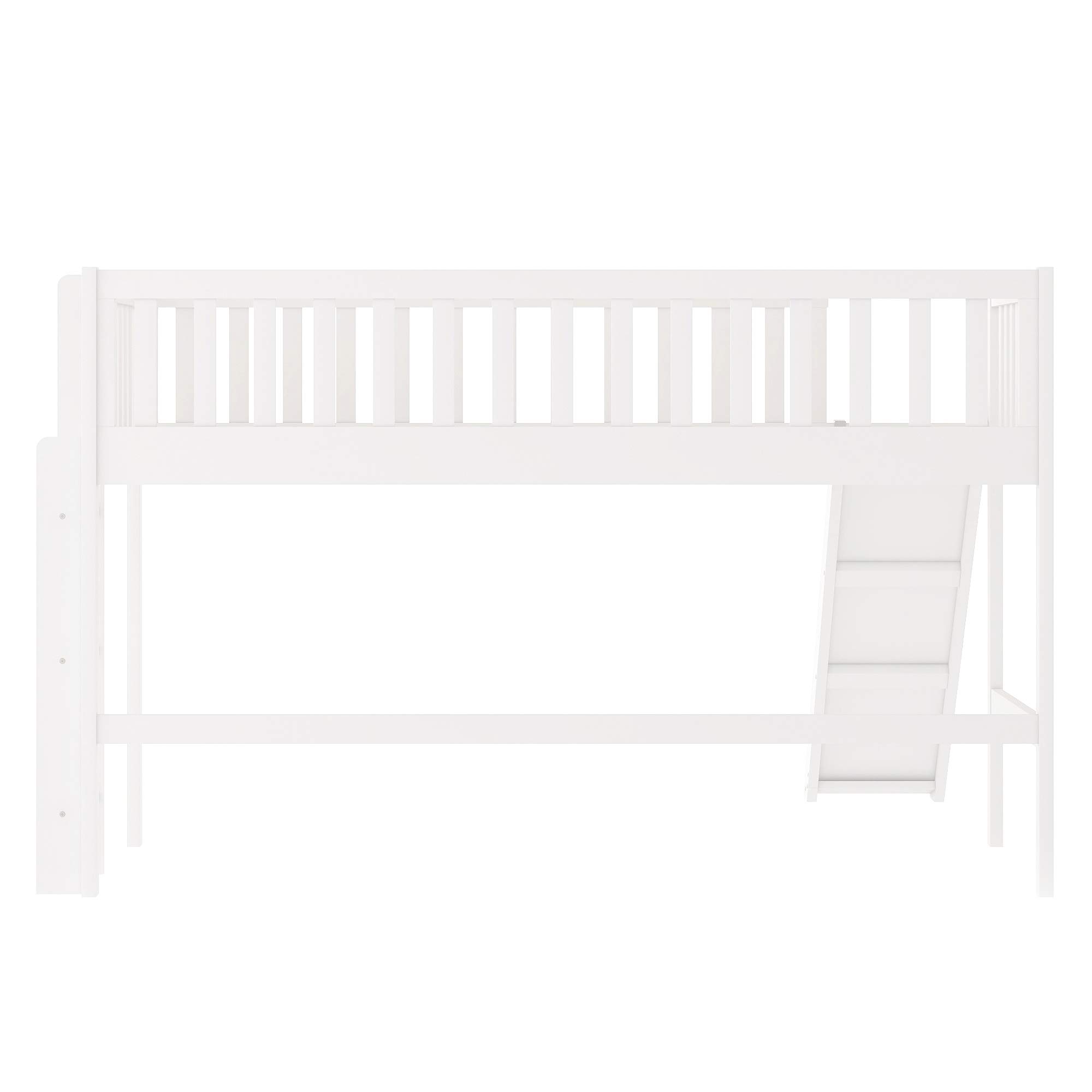 Bellemave Twin Size Wooden Loft Bed with Ladder & Slide - Kids Loft Bed with Safety Rails & Storage Space - Perfect for Small Bedrooms & Playrooms (White)