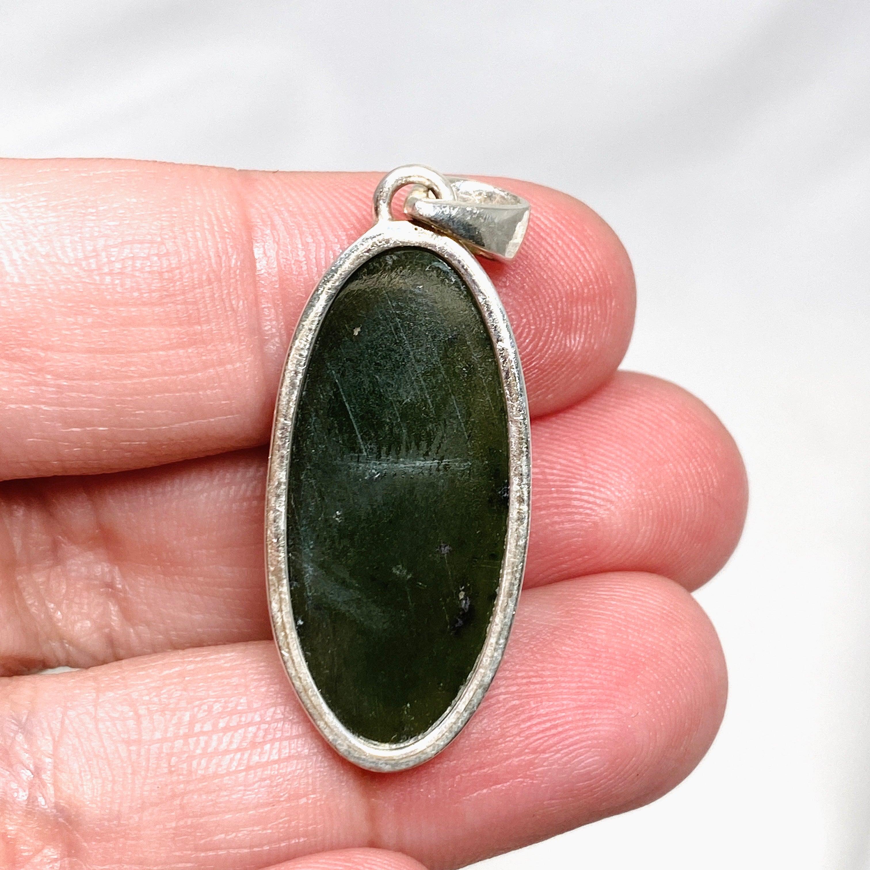 Natural Siberian Jade Nephrite Oval Pendant - Handcrafted Green Stone Jewelry for Women - Perfect for Gifts, Meditation & Spiritual Healing