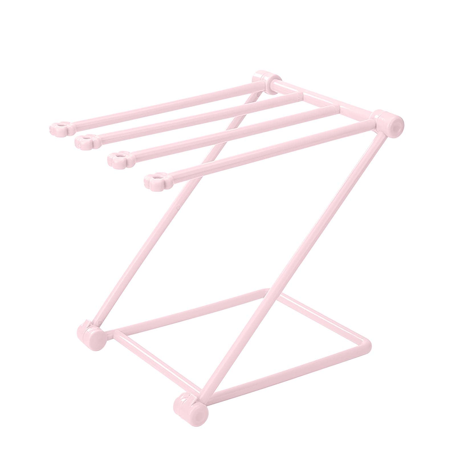 Collapsible Pink Plastic Towel Rack - Multifunctional Kitchen & Bathroom Organizer for Sink Cover & Storage