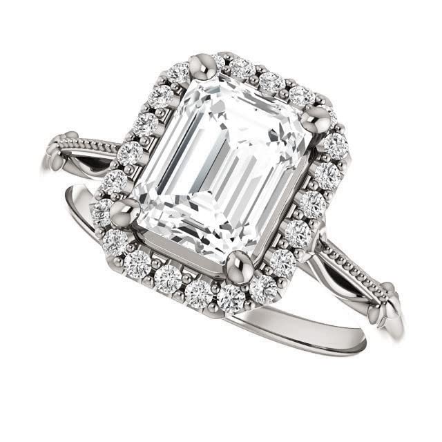 2 CT Emerald Cut Colorless Moissanite Engagement Ring Set for Women - 925 Sterling Silver Wedding Bridal Ring - Promise Ring Set for Her - Perfect for Proposals, Anniversaries & Special Occasions