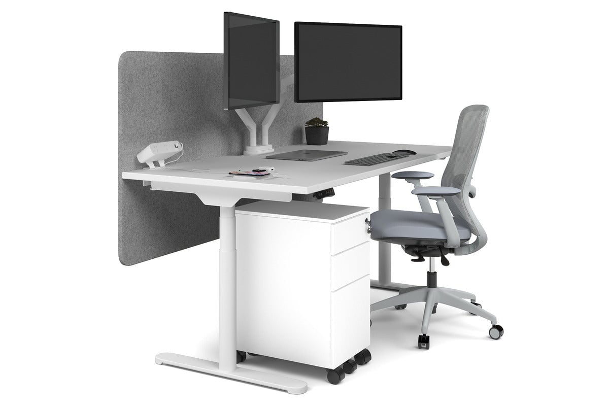 Flexi Premium Height Adjustable Single Workstation Desk - 1600L x 800W with Cable Management Scallop | Ergonomic Standing Desk for Home Office & Workspace