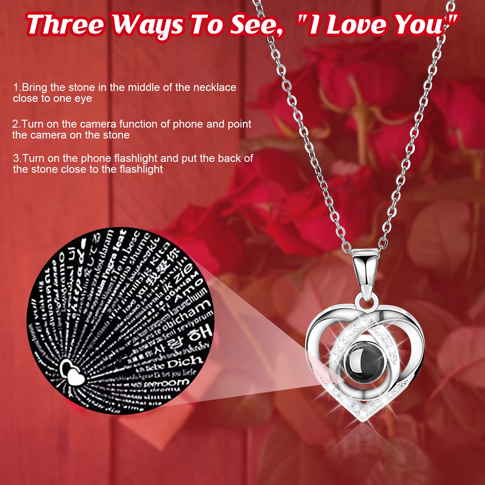 Eternal Preserved Real Rose with 'I Love You' Necklace - Perfect Mother's Day, Anniversary & Birthday Gift for Mom, Wife, Girlfriend, Grandma | Romantic Keepsake for Women (Red) | Ideal for Valentine's Day, Wedding Anniversaries & Special Occasions