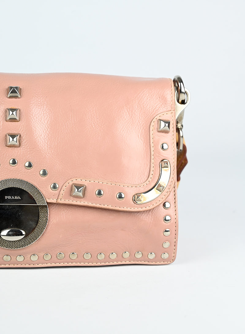 Prada Powder Pink Leather Handbag - Luxury Women's Purse for Work, Travel & Evening Events