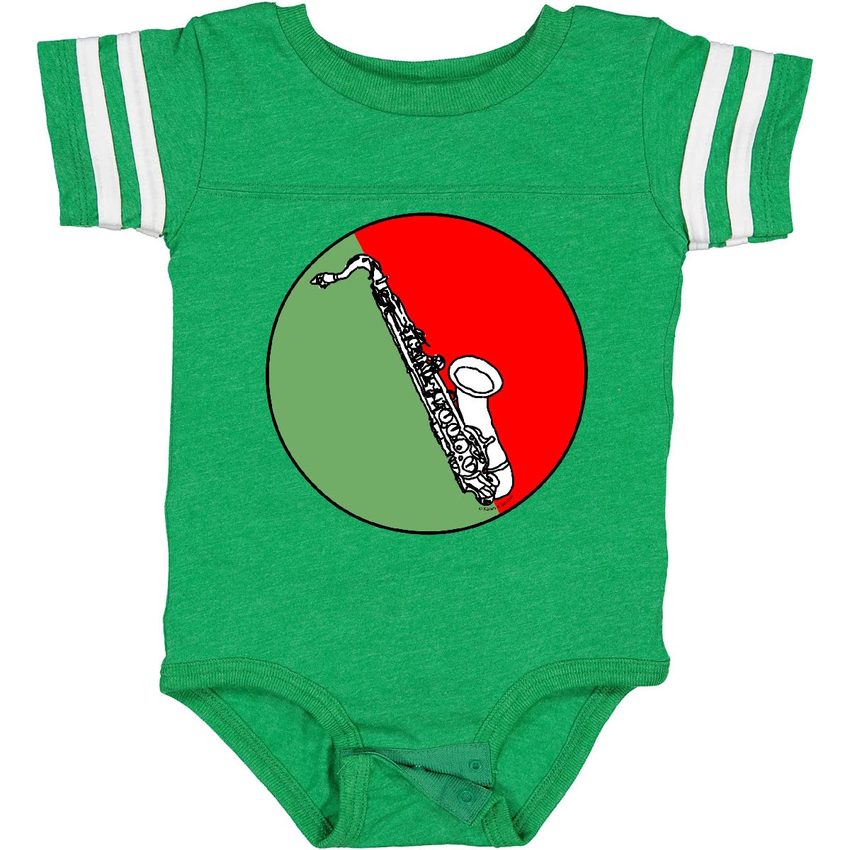 Inktastic Saxophone Red and Green Circle Baby Bodysuit - Soft Cotton Onesie for Newborns & Infants - Perfect for Christmas, Music Lovers & Holiday Gifts