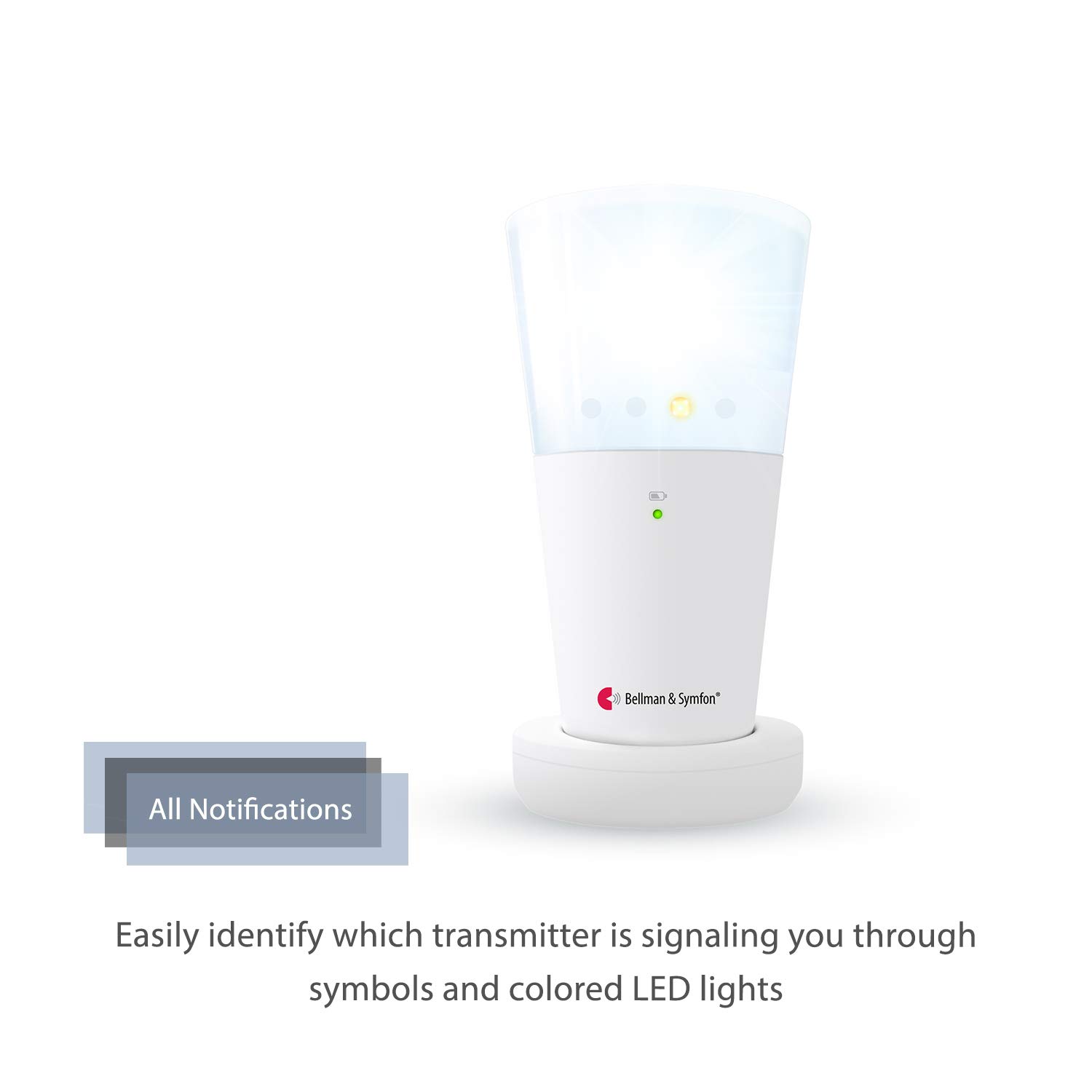 Bellman & Symfon Wireless Alarm for Deaf & Hard of Hearing - Push Button Alert System with Flashing Light & Phone Cable - Smart Home Safety Device for Bedroom, Office & Elderly Care