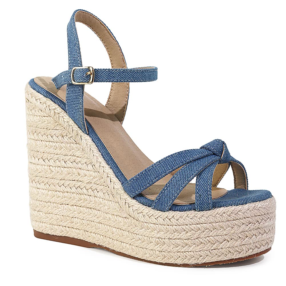 Mikarka Women's Platform Sandals with Ankle Strap - Open Toe Espadrille Wedge Sandals for Summer | Casual Beach Shoes for Women | Perfect for Vacation, Walking & Outdoor Activities