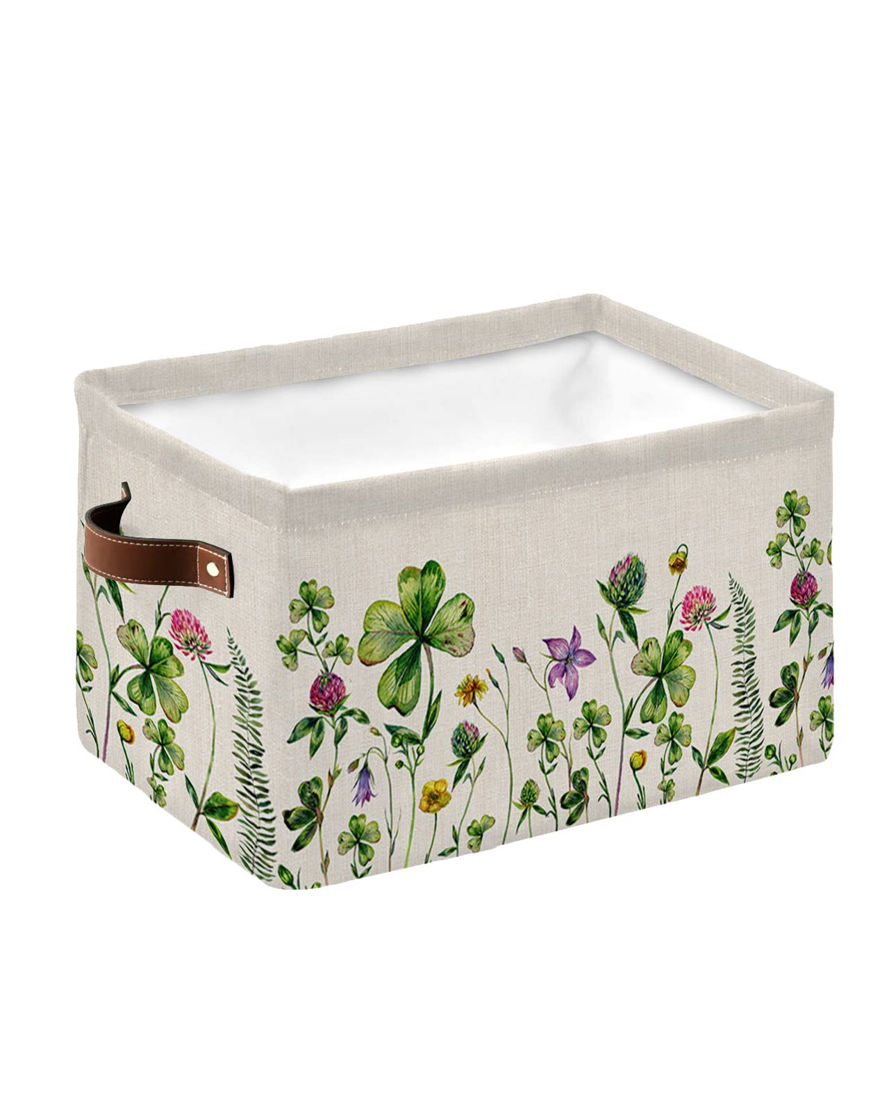 1 Pack Collapsible Canvas Storage Bins with Handles - Floral Fabric Cube Organizer for Shelves & Closets - Perfect for Kids' Toys, Books, Seasonal Decor & Home Organization (Spring/Summer Vintage Country Style)