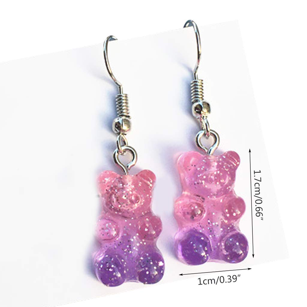 1 Pair Cute Colorful Cartoon Bear Resin Drop Earrings for Women - Sweet Dangle Earrings, Valentine's Day & Birthday Gift Idea - Perfect for Parties, Dating & Casual Wear