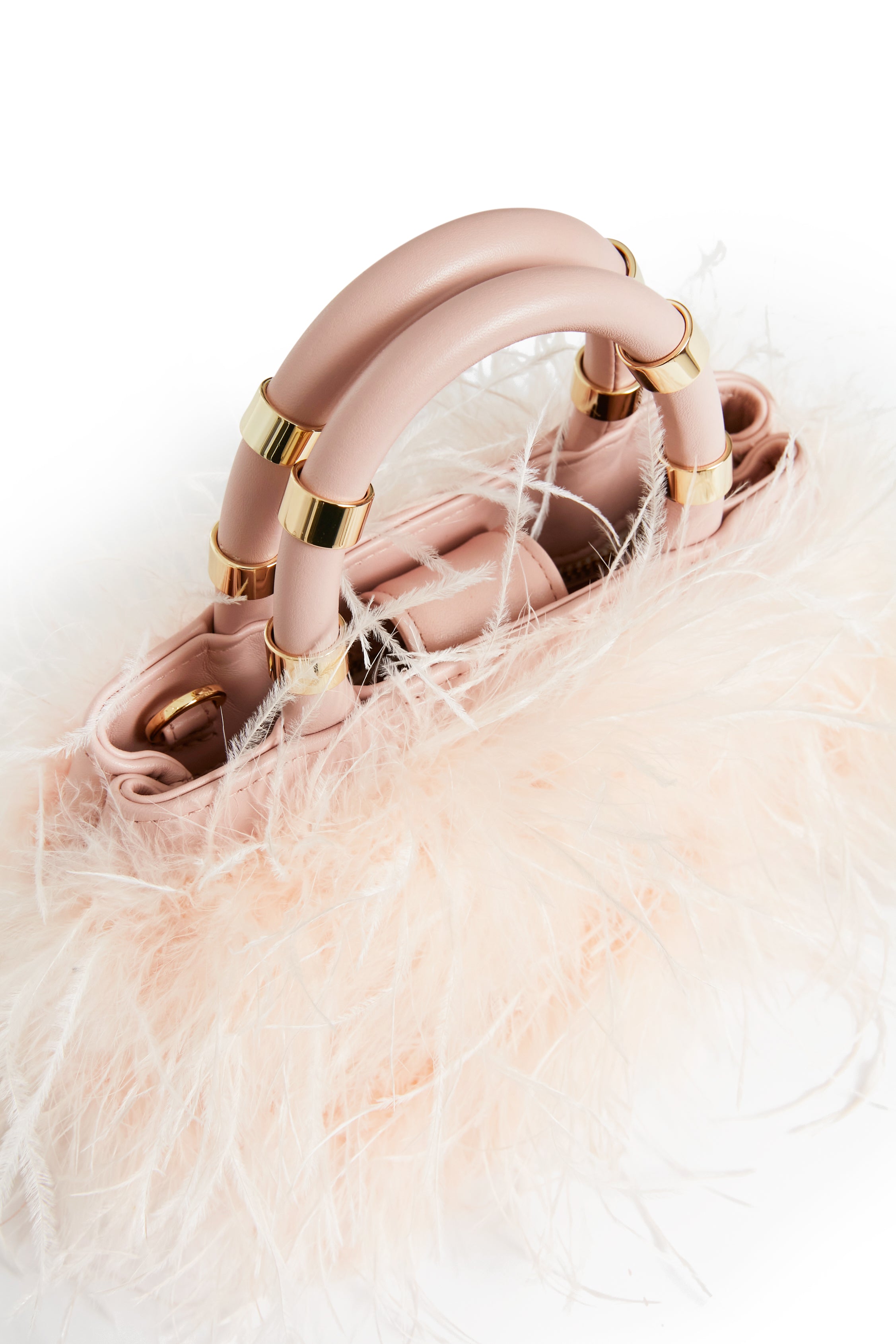 Blush Emily Feather Bag - Stylish Women's Shoulder Purse for Parties, Weddings & Evening Events - Elegant Clutch Handbag with Feather Accents