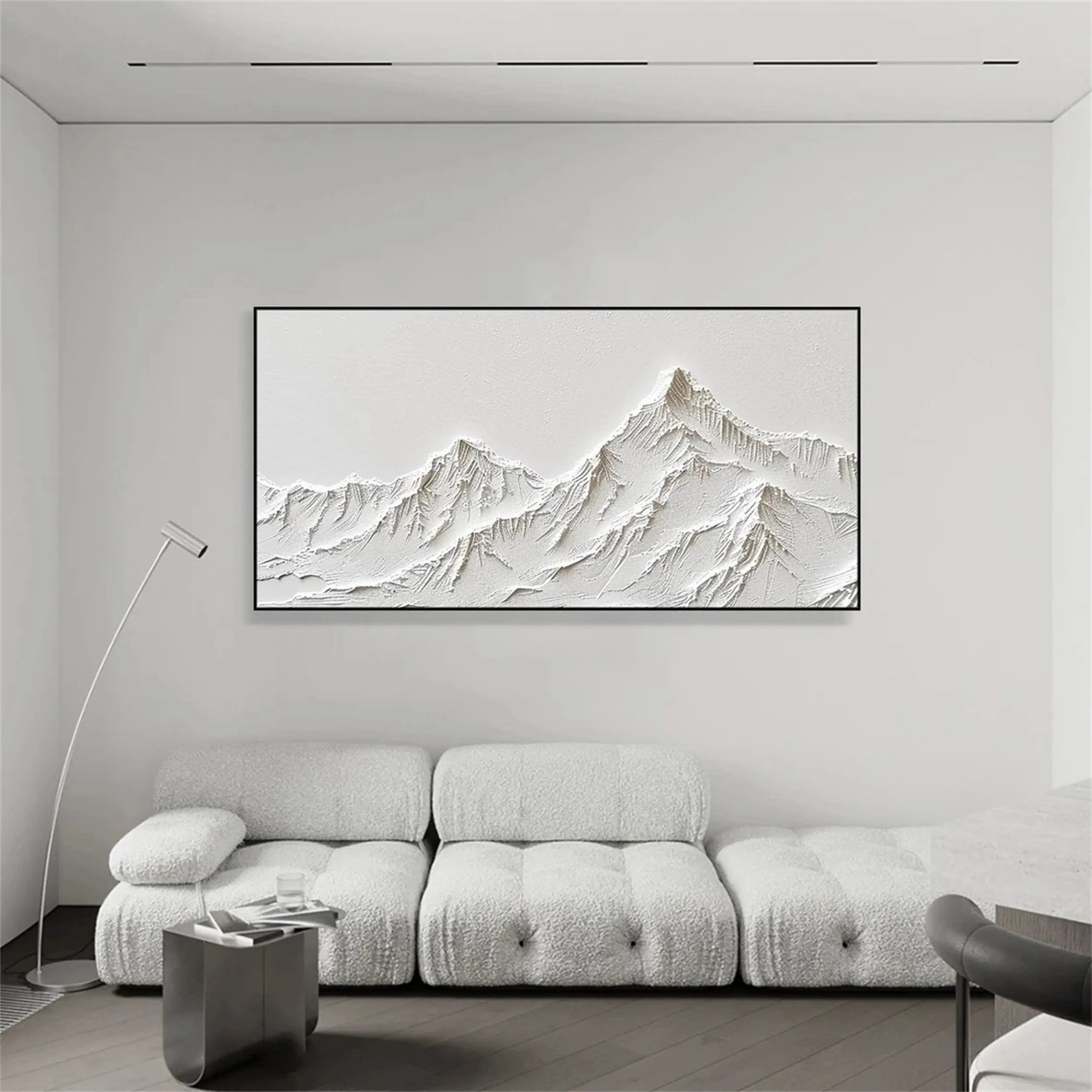 White Minimalist Textured Painting Canvas #MM249 - Abstract Wall Art for Modern Home & Office Decor
