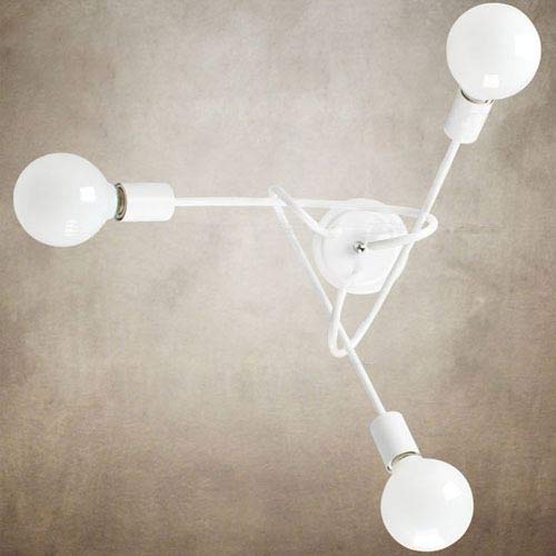 Modern Minimalist 3-Head Ceiling Light Fixture - White Metal Chandelier for Bedroom, Study Room, Kids & Teens Room - Perfect for Girls & Boys Dorm Decor, Cozy Reading Nook Lighting