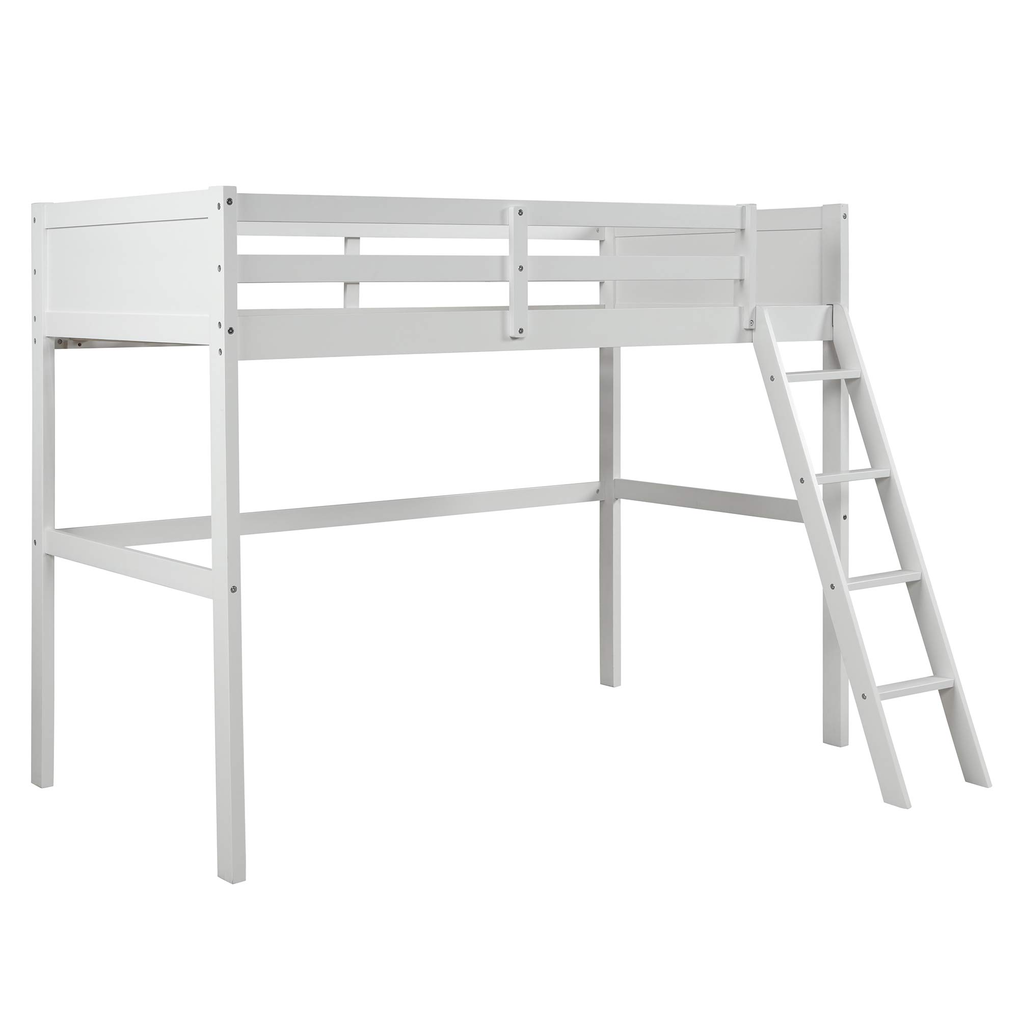 KLMM Twin Over Full Bunk Bed - Solid Wood Loft Bed Frame with Cabinet, Ladder & Guardrail | Convertible to 2 Separate Beds | Space-Saving Kids Bedroom Furniture (White) | Perfect for Small Rooms, Shared Kids Bedrooms & Guest Rooms