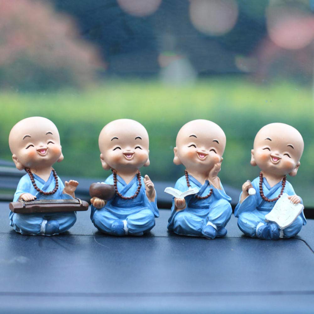 Resin Little Monk Figurine - Handcrafted Miniature Sculpture for Car Ornaments, Home Decor, and Creative Gifts | Perfect for Meditation Spaces, Office Desks & Feng Shui Displays
