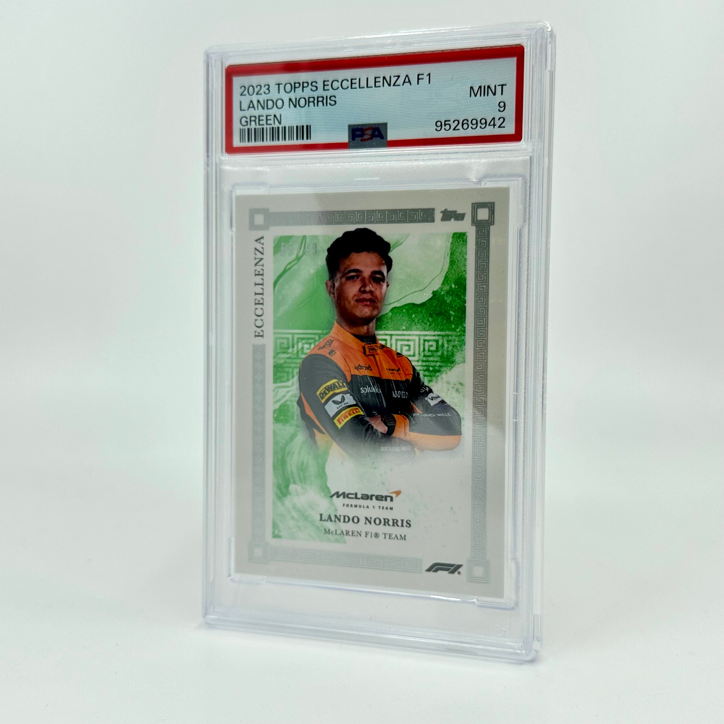 2023 Topps Eccellenza Lando Norris Green #/99 PSA 9 Graded Racing Card - Perfect for F1 Collectors, Sports Memorabilia Displays, and Investment Portfolios