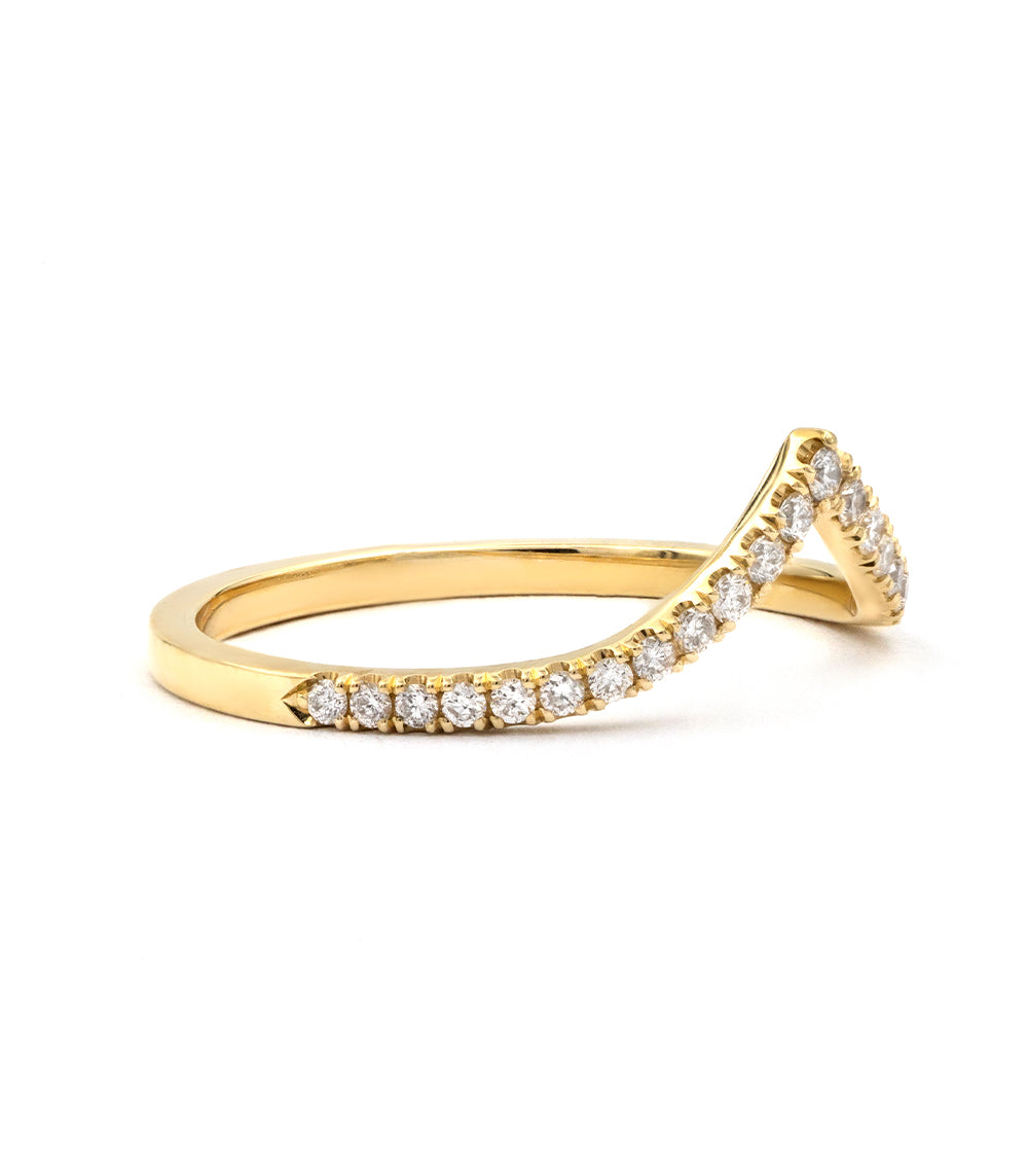 14K Gold Large Chevron Diamond Wedding Band - Stackable Ring for Women, Perfect for Bridal Sets, Anniversary Gifts & Everyday Elegance