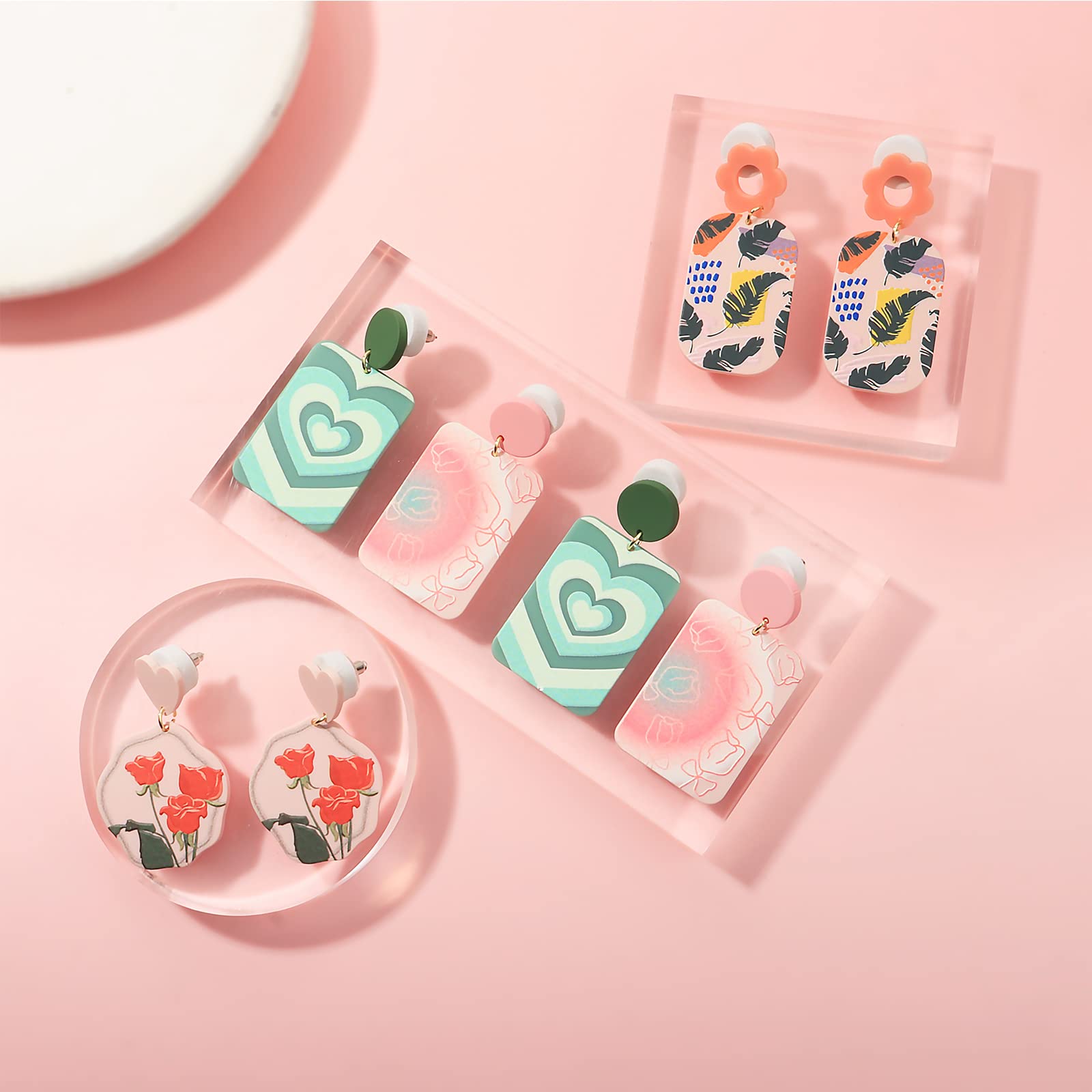 Stylish Acrylic Drop Dangle Earrings for Women - Geometric Statement Jewelry, Cute Mottled Resin Fashion Earrings, Perfect Valentine's Day Gift for Women & Teen Girls | Great for Parties, Dating & Everyday Wear