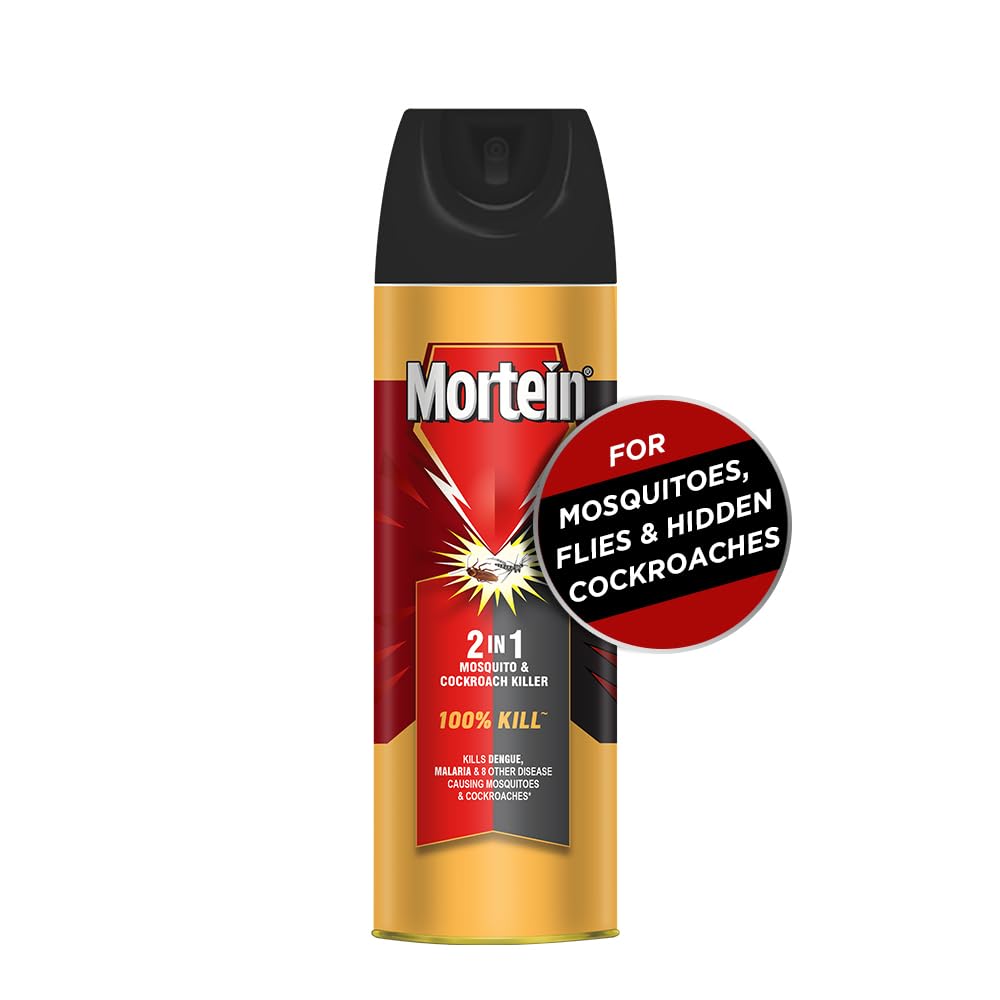 Mortein 200ml 2-in-1 Mosquito & Cockroach Killer Spray - Fast-Acting Insecticide with Lemon Fragrance | 100% Kill Guarantee | Indoor & Outdoor Pest Control for Home, Kitchen, Garden (Pack of 2)
