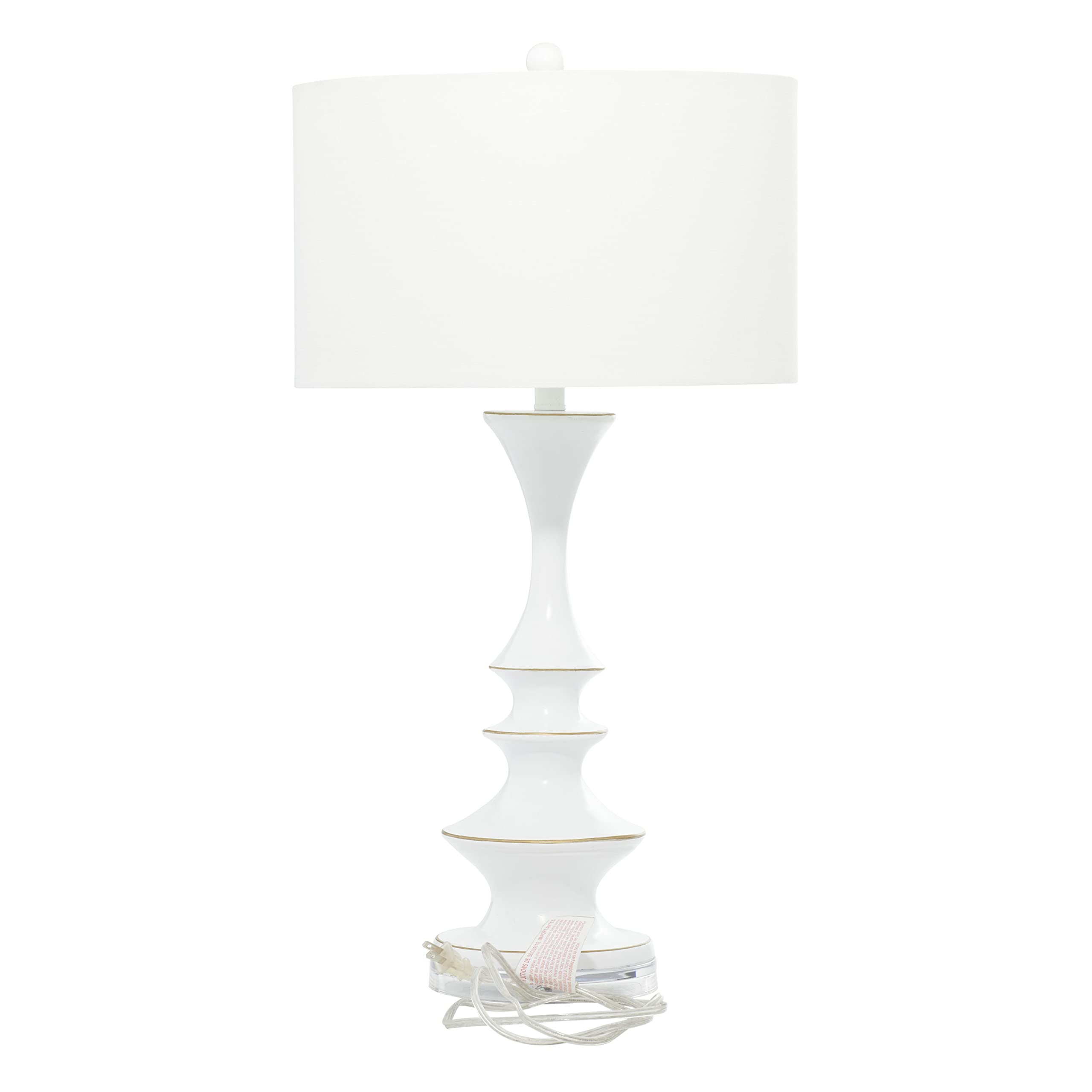 Deco 79 Modern White Polystone Table Lamp with Gold Accents - 16