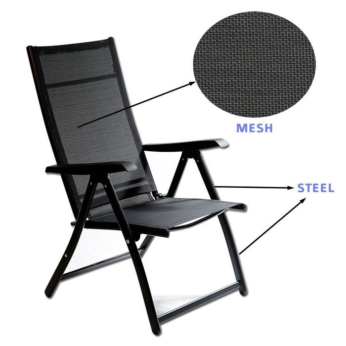 Heavy Duty Adjustable Reclining Folding Chair - Steel Frame Outdoor Indoor Camping Chair for Garden, Pool, Deck, Backyard (Set of 12) - Perfect for Relaxing, Sunbathing, and Outdoor Gatherings