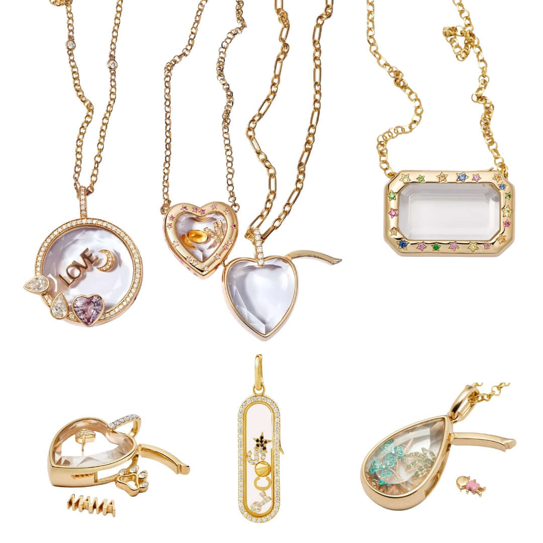 DIY Heart Gold Locket Necklace with Charms - Personalized Photo Pendant Jewelry for Women | JFN202 | Perfect Gift for Valentine's Day, Anniversary & Mother's Day