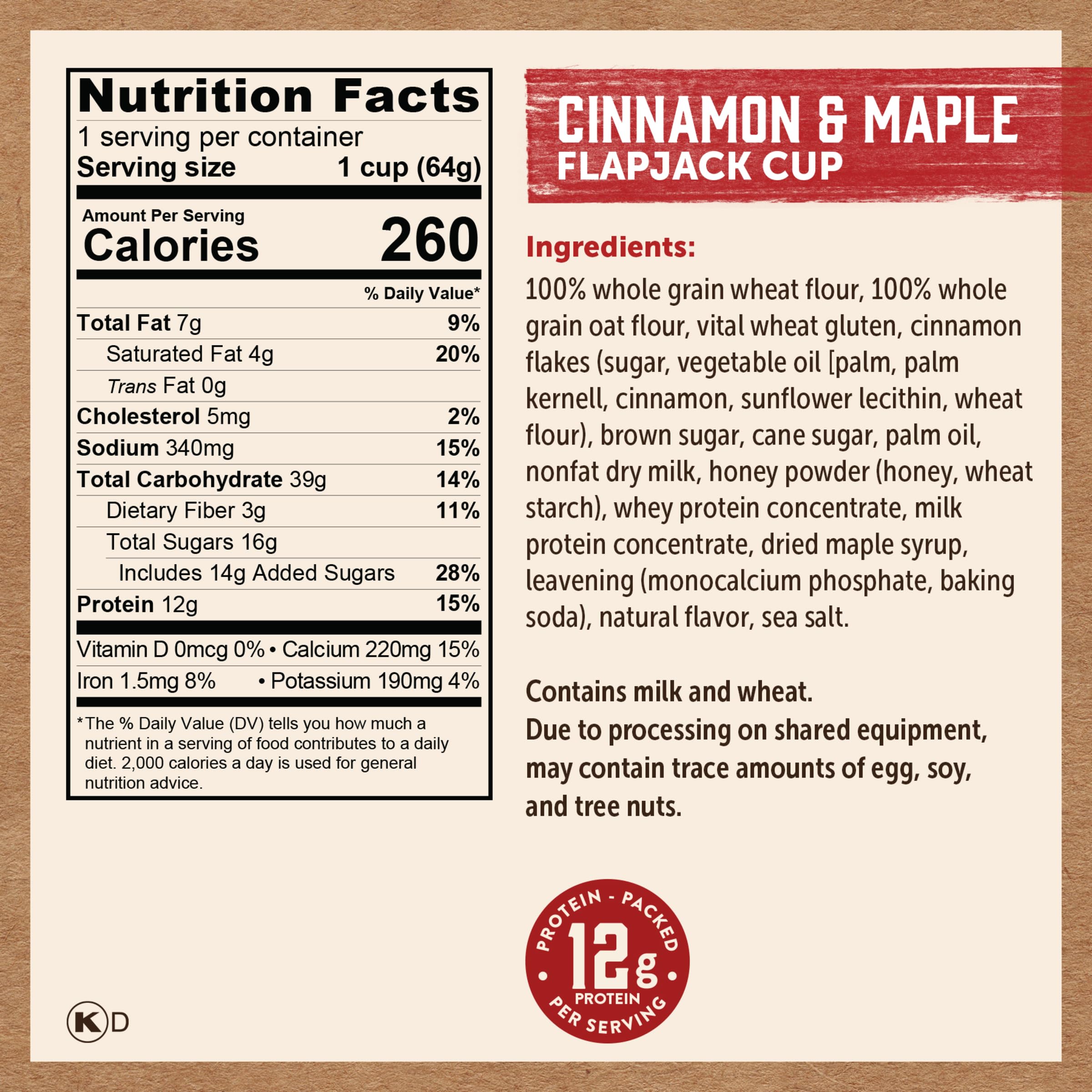 Kodiak Cakes Pancake Mix On the Go - Cinnamon Maple Flavor, 2.26oz (12 Pack) | High Protein Breakfast for Camping, Hiking & Quick Morning Meals