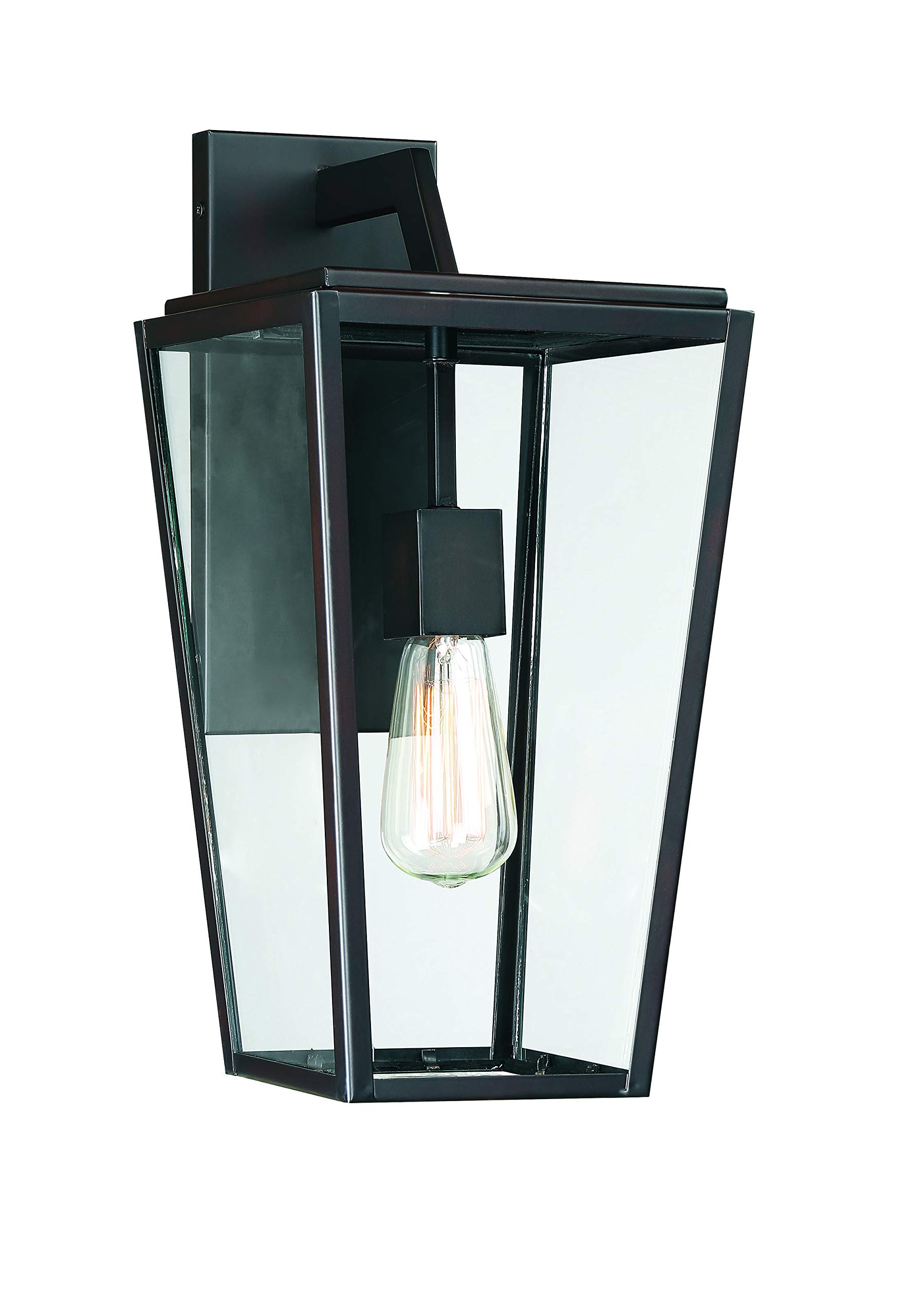 Savoy House Milton Modern Clear Glass Outdoor Wall Lantern - 1-Light 60W English Bronze Fixture (17