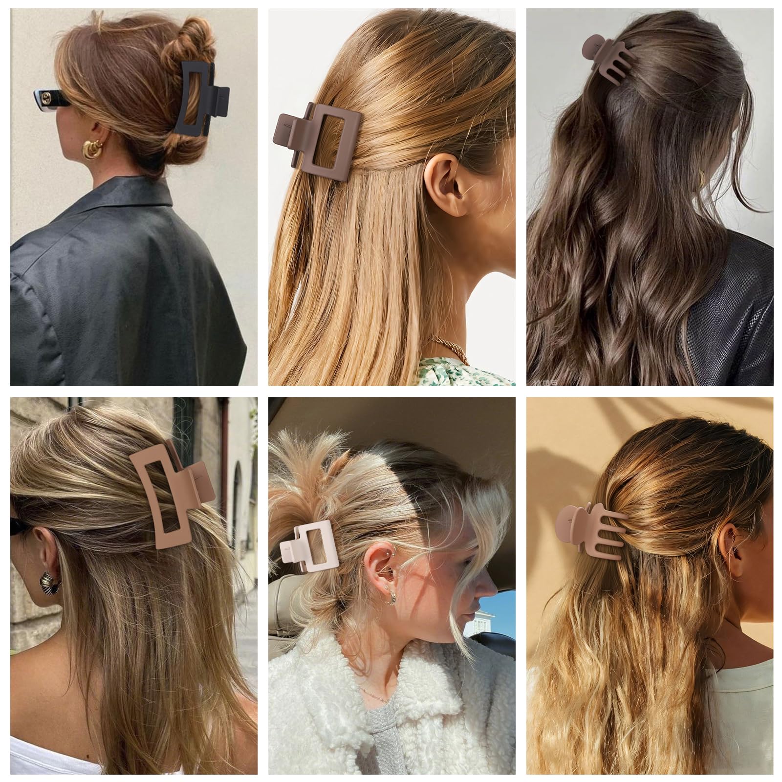 3 Styles Hair Clips for Women - Small, Medium & Large Claw Clips for Thin to Thick Hair - 12PC Hair Accessories Set (Brown) - Perfect for Work, School, Travel & Everyday Hairstyles