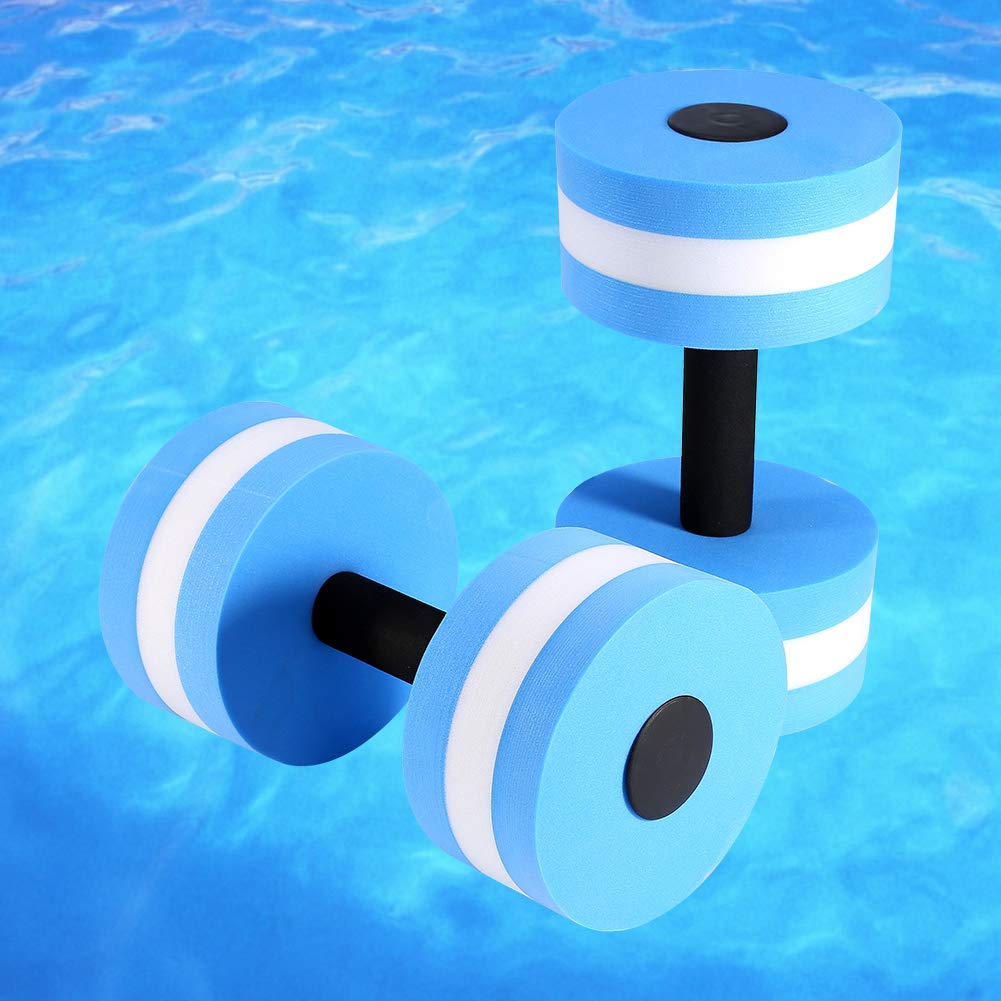 Aquatic Exercise Dumbbells, EVA Swimming Pool Fitness Barbells for Water Aerobics, Set of 2, Blue - Perfect for Pool Workouts and Aqua Fitness Training