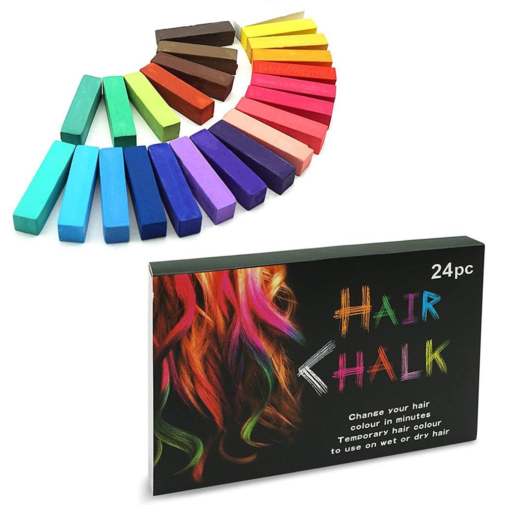 24 Colors Non-Toxic Temporary Hair Chalk Set - Soft Pastel Hair Dye for Women & Girls | Perfect for Parties, Festivals, Halloween & DIY Hair Styling
