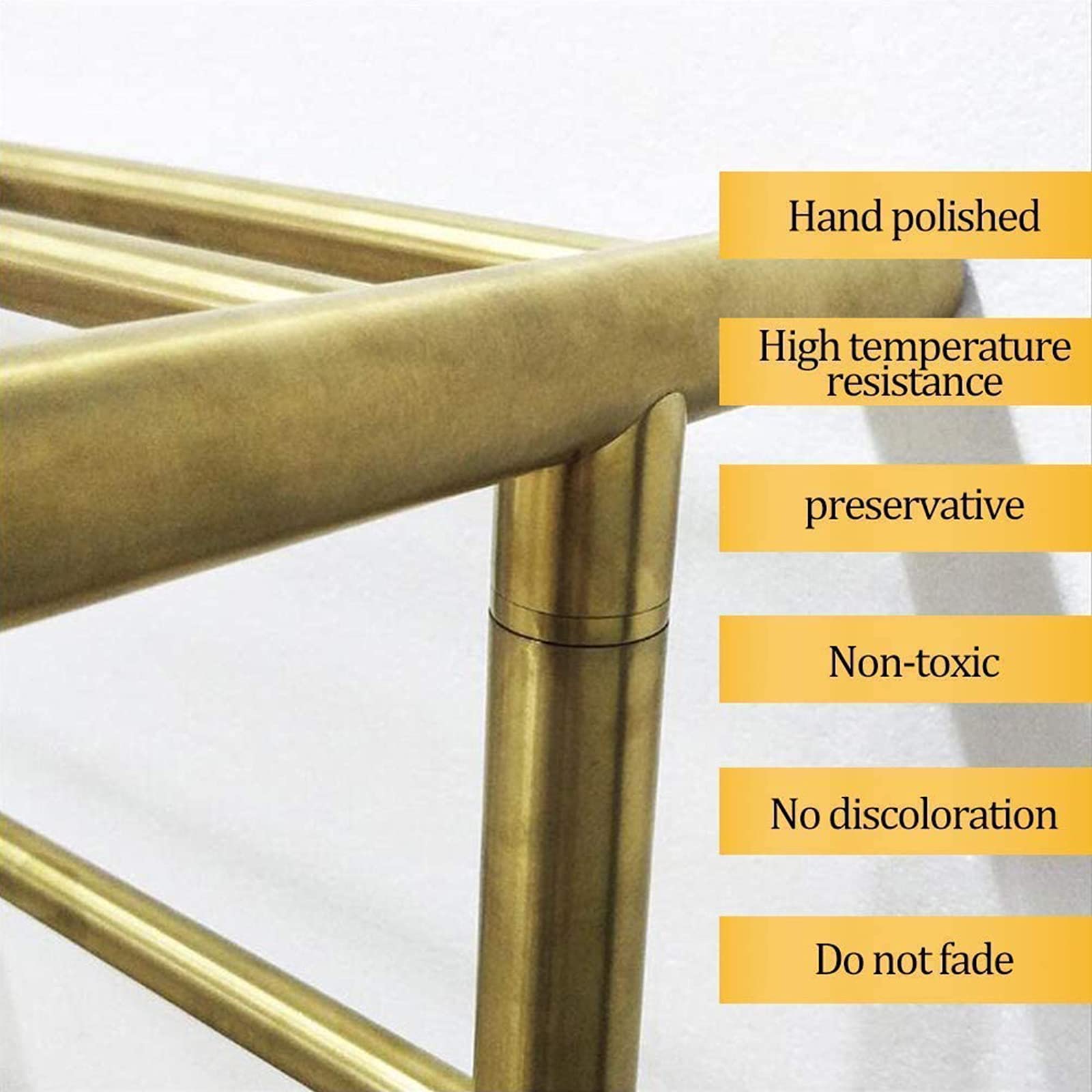 Energy Efficient 35W Electric Heated Towel Rack - Wall Mounted 304 Stainless Steel Towel Warmer with Top Shelf & LED Switch (Brushed Gold) | Perfect for Bathroom, Spa, and Luxury Home Use