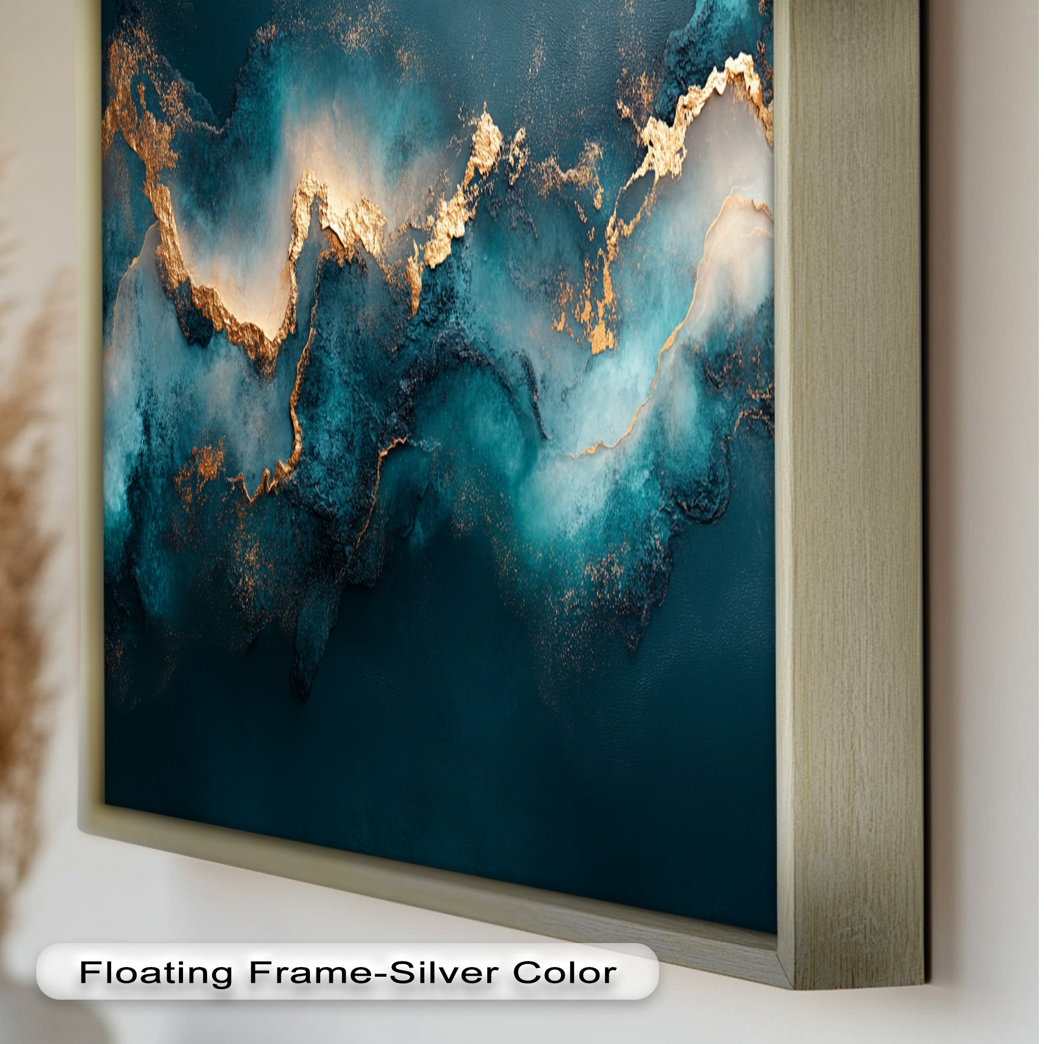 Abstract Blue and Gold Swirls Oil Painting - Modern Luxury Wall Art for Living Room, Bedroom & Office Decor