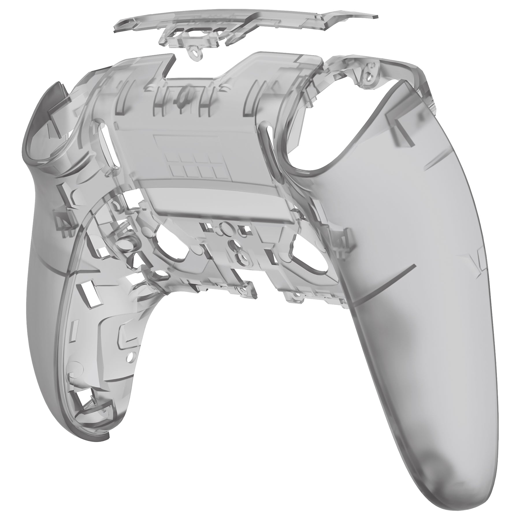 eXtremeRate Clear Black Replacement Back Housing Bottom Shell for PS5 Edge Controller - Durable & Easy Installation for Enhanced Gaming Experience