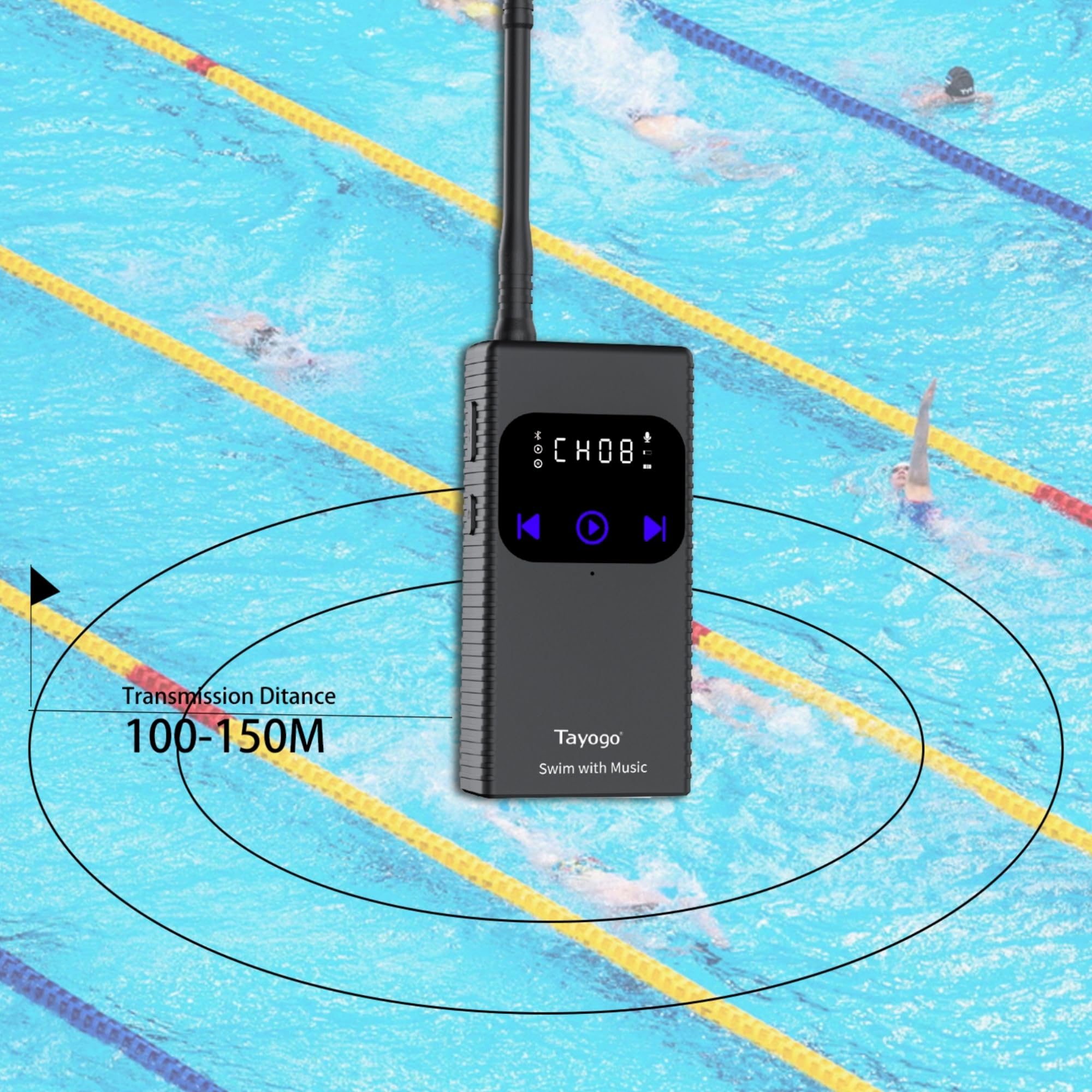Tayogo Waterproof Bone Conduction Bluetooth Headphones for Swimming - Wireless Music Streaming for Spotify, Audible & Amazon Music - Swimming Coach Communication Device - Perfect for Pool Workouts, Open Water Swimming & Aquatic Fitness
