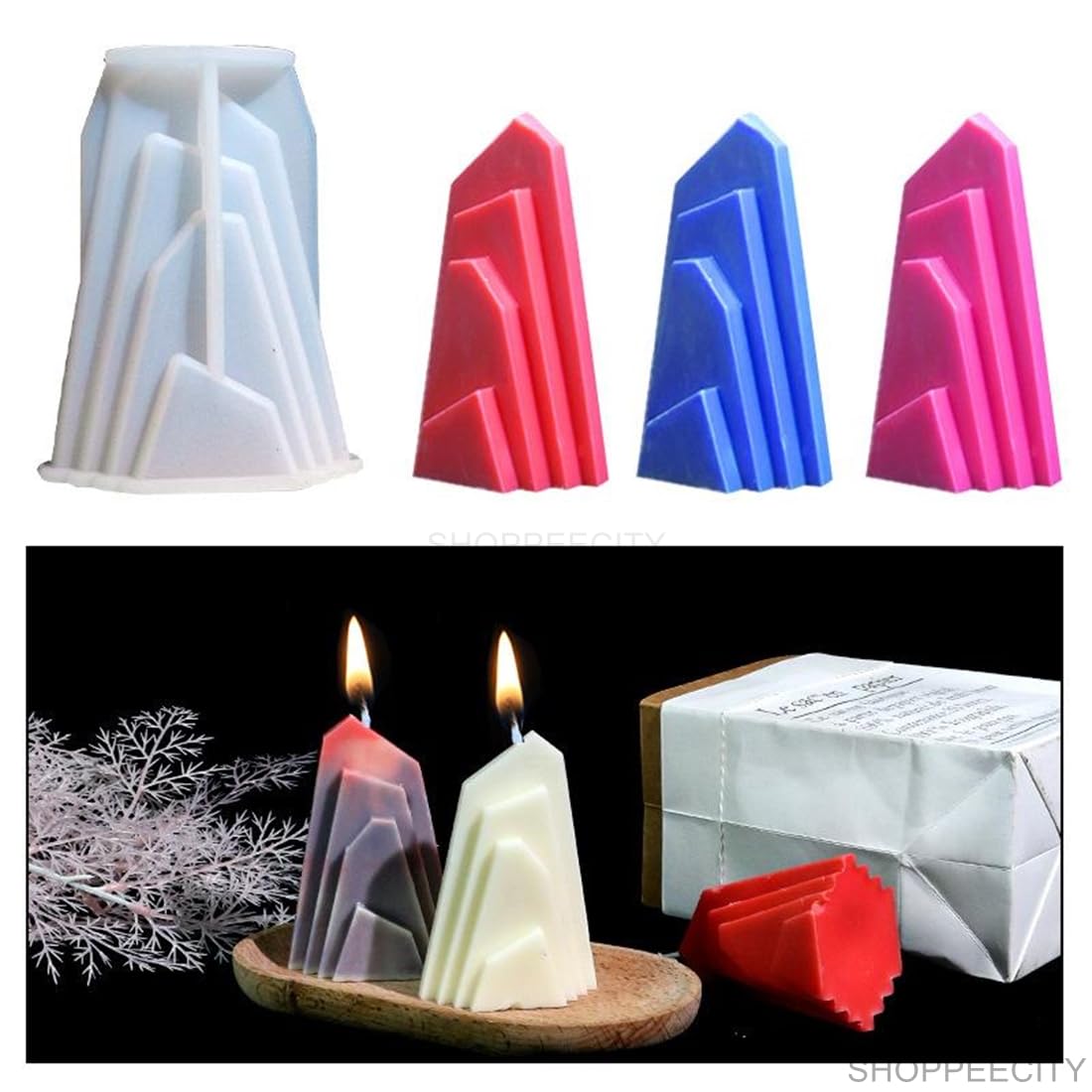 3D Mountain Range Silicone Mold for DIY Candles, Resin, Chocolate, Soap & Cake Decor - Abstract Geometric Pillar Mold for Handmade Crafts, Aromatherapy & Home Decor - Perfect for Wedding, Birthday Party & Holiday Gift Making