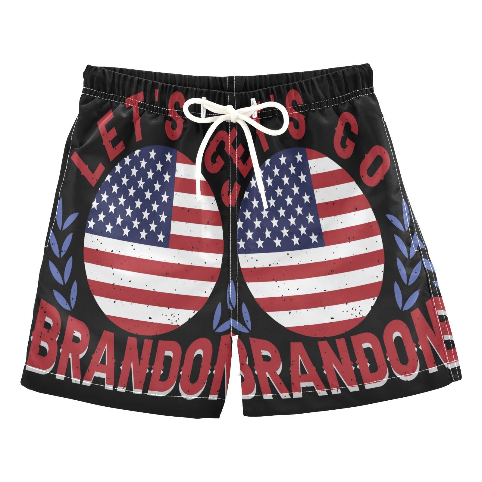 Brandon Boys Swim Trunks - Patriotic US Flag Toddler Swimwear 2T | Quick-Dry Beach Board Shorts for Kids | Perfect for Pool, Beach & Summer Water Activities